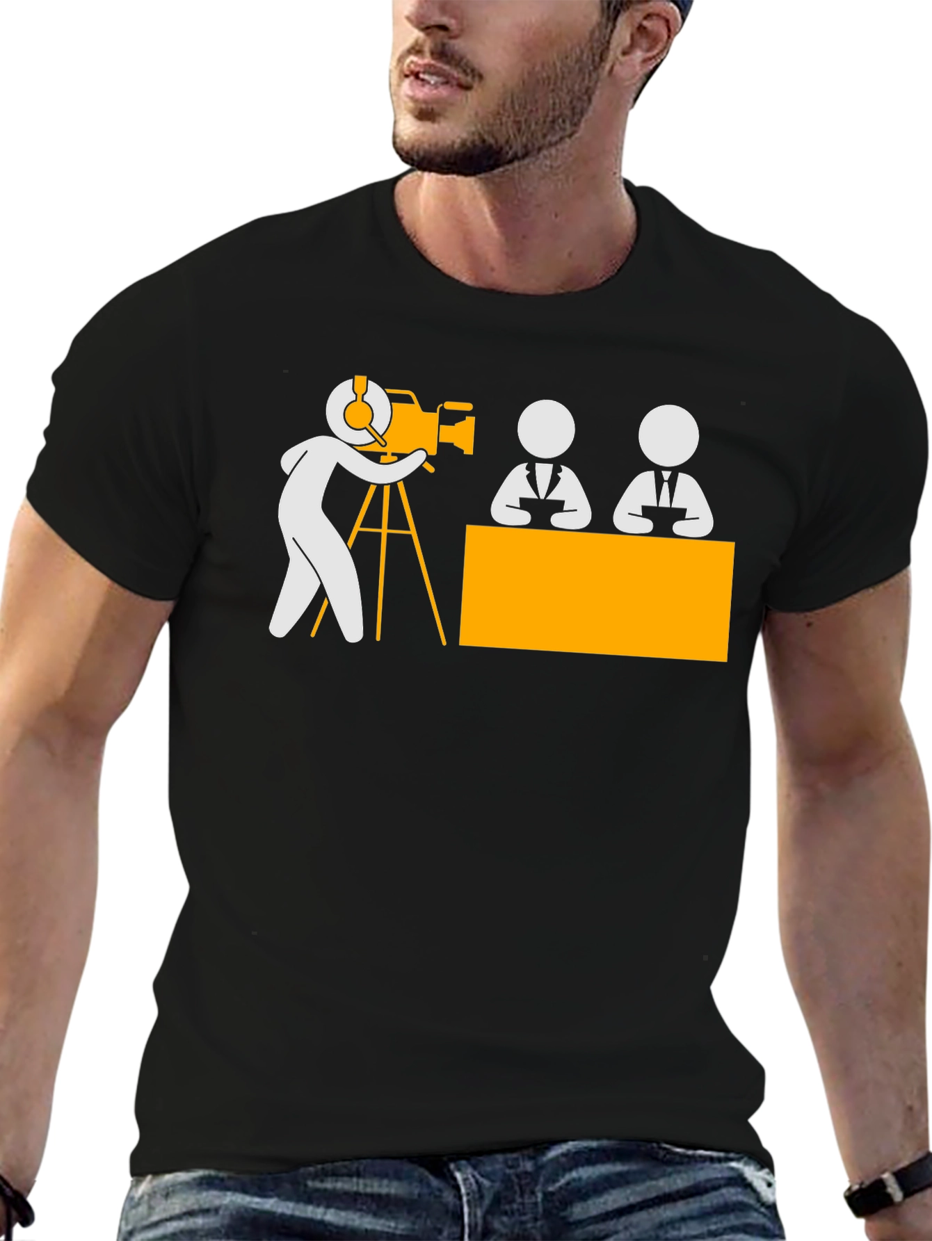 Black News Crew Black T-Shirt view 6