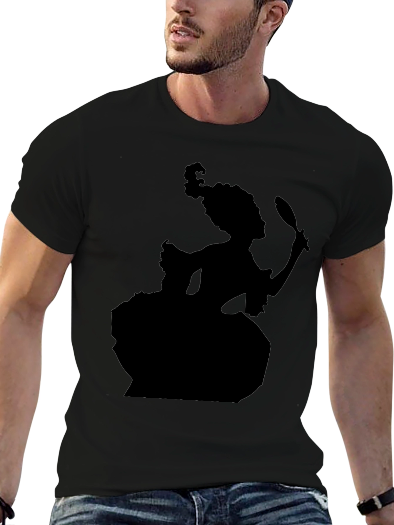 Black Silhouette Rococo Lady T-Shirt - Black view 6
