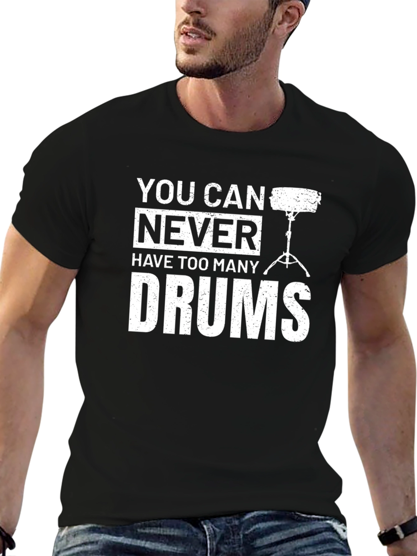 Black Drummer T-Shirt - You Can Never Have Too Many Drums view 6