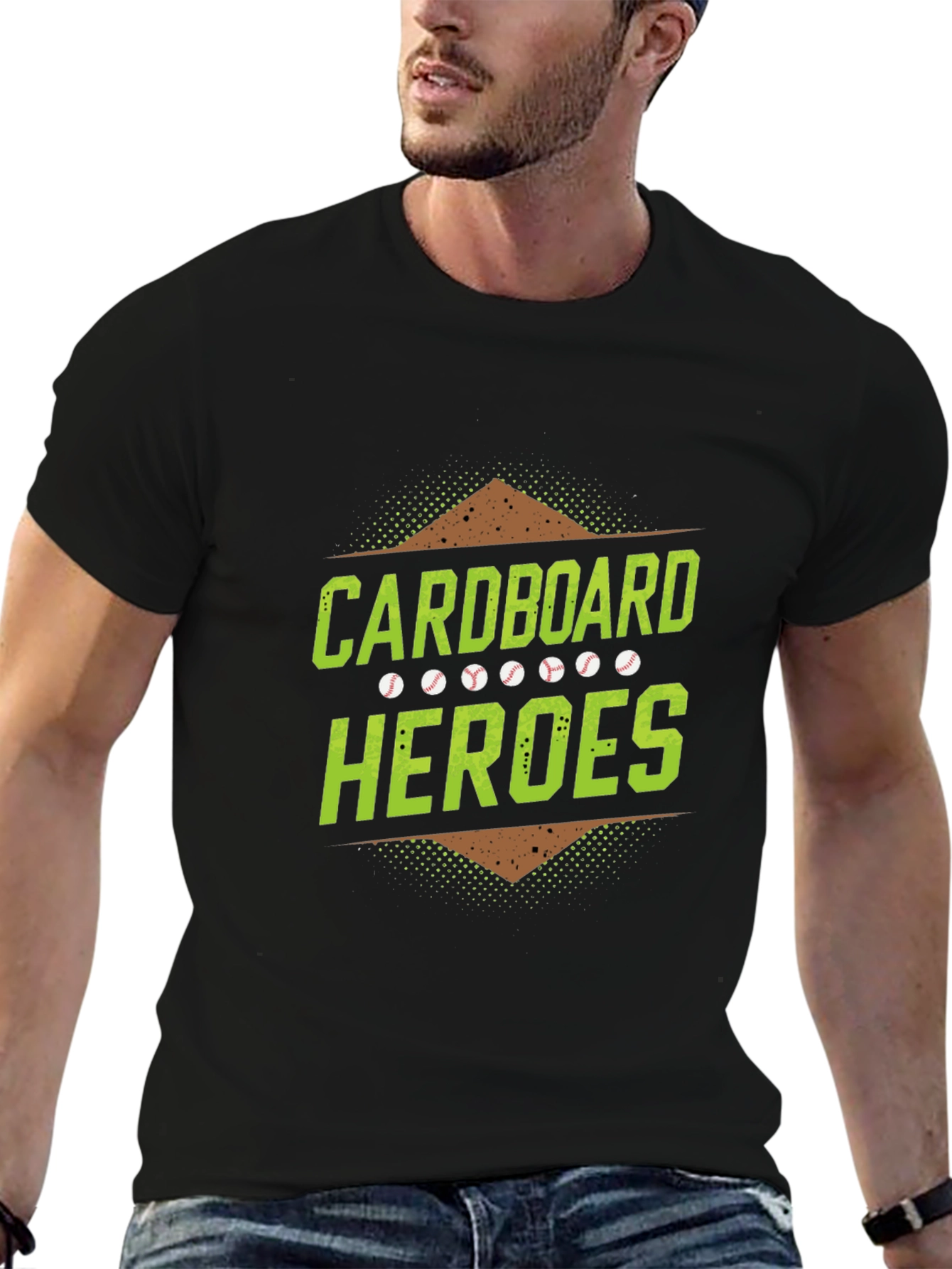 Black Cardboard Heroes T-Shirt - Baseball Fan Tee view 6