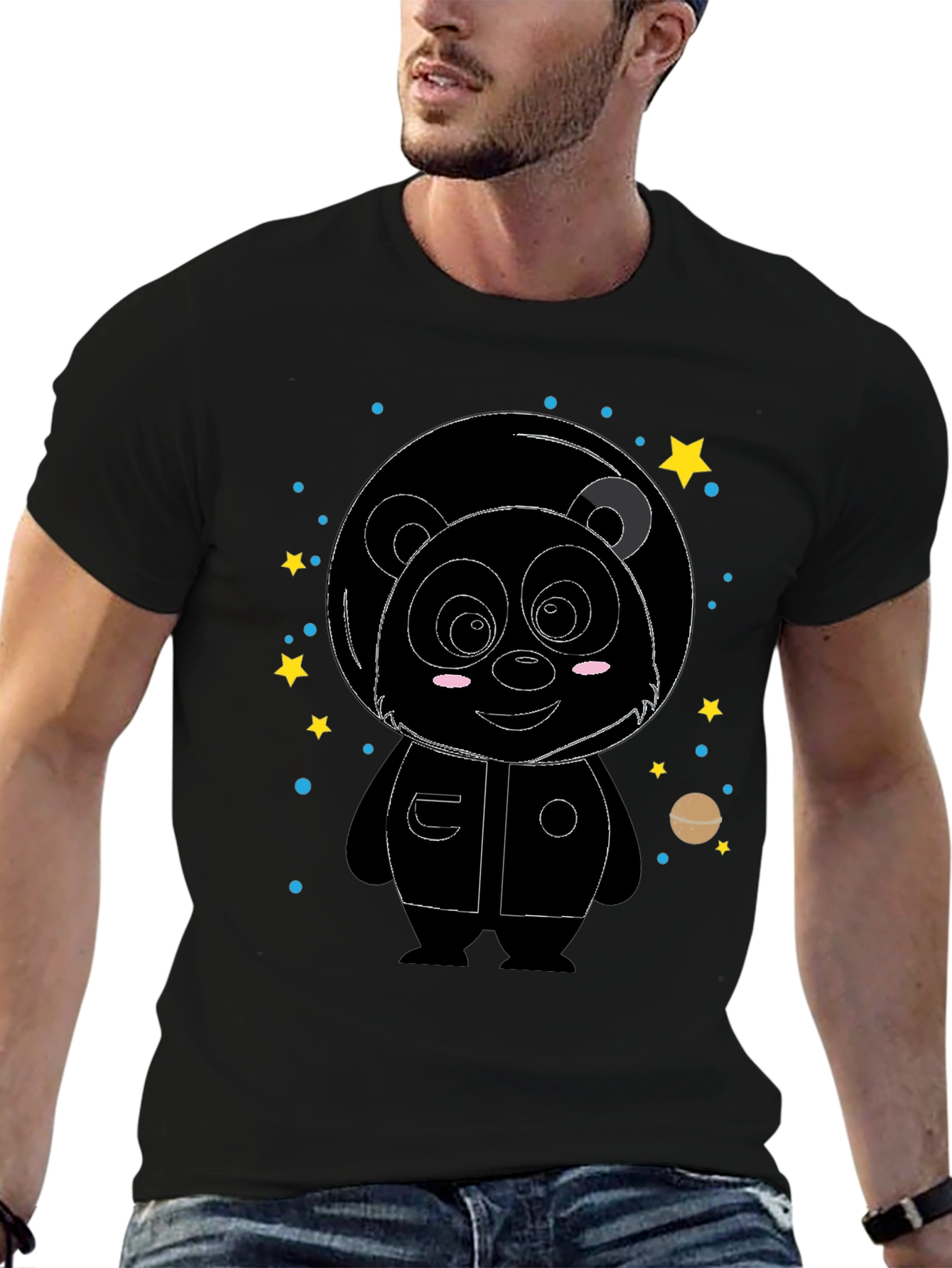 Black Astronaut Panda Graphic Tee - Space Adventure view 6