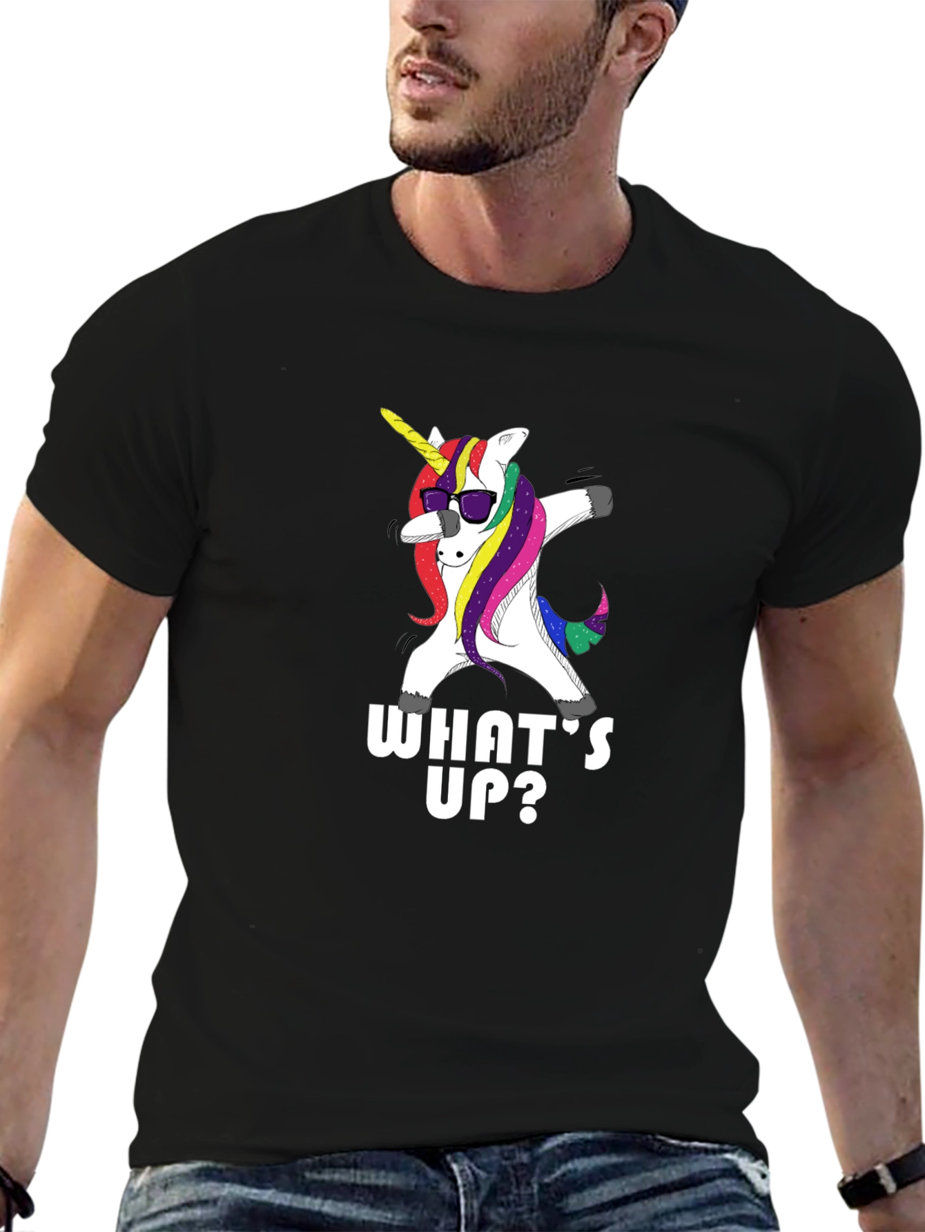 Black Dabbing Unicorn T-Shirt - What's Up? view 6