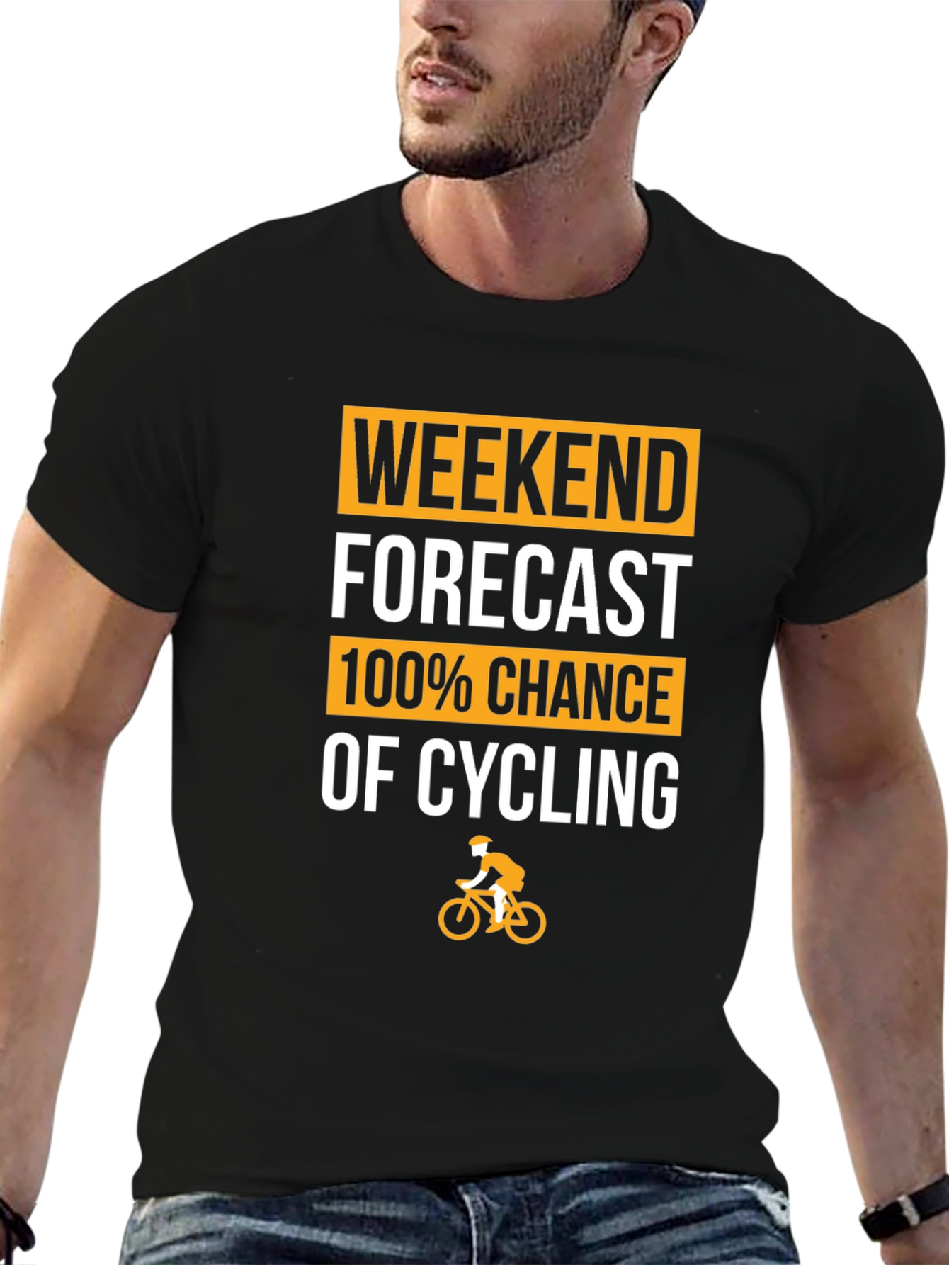 Black Cycling Forecast T-Shirt - 100% Chance of Cycling! view 6