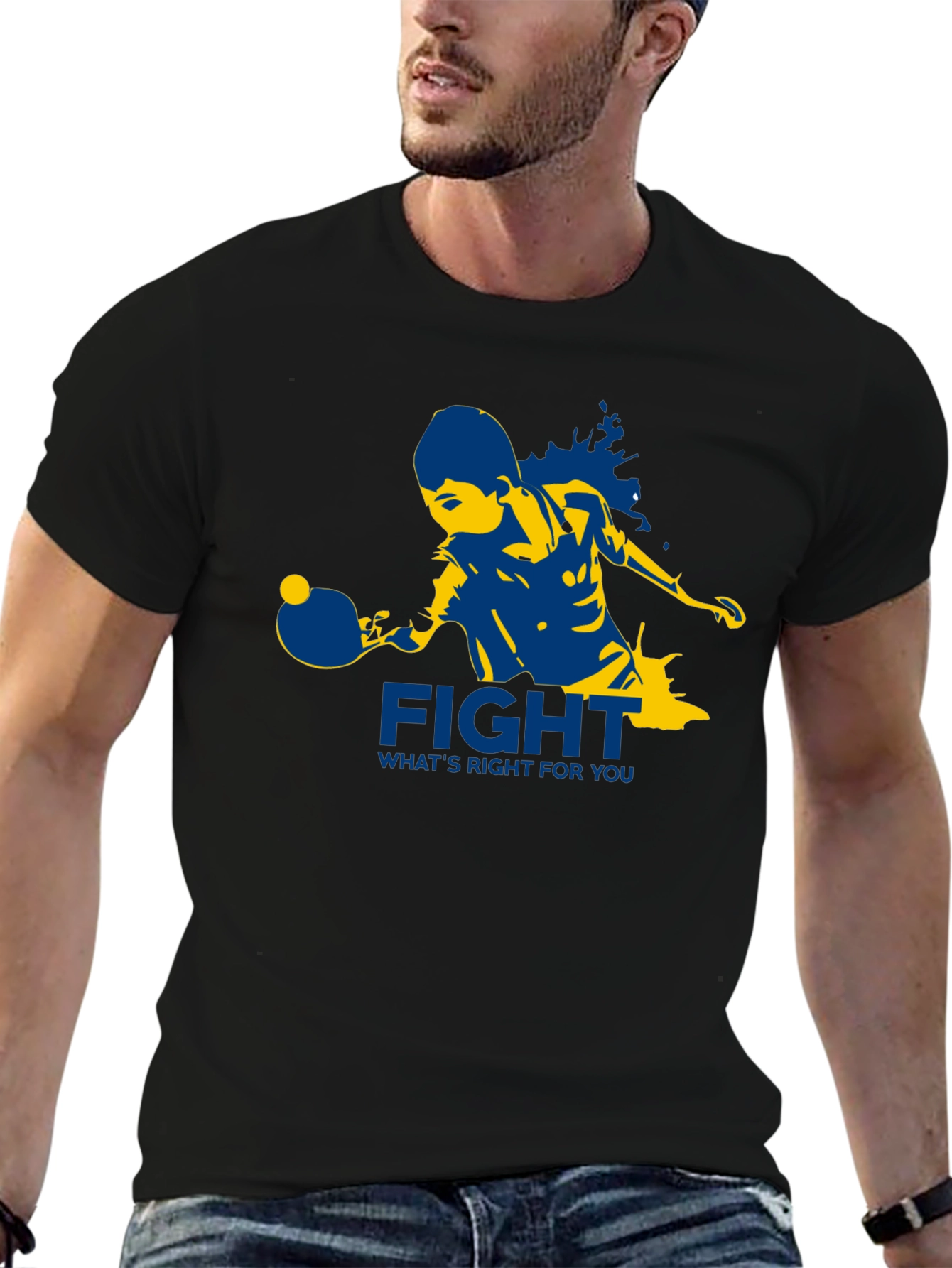 Black Fight For You T-Shirt | Table Tennis Graphic Tee view 6