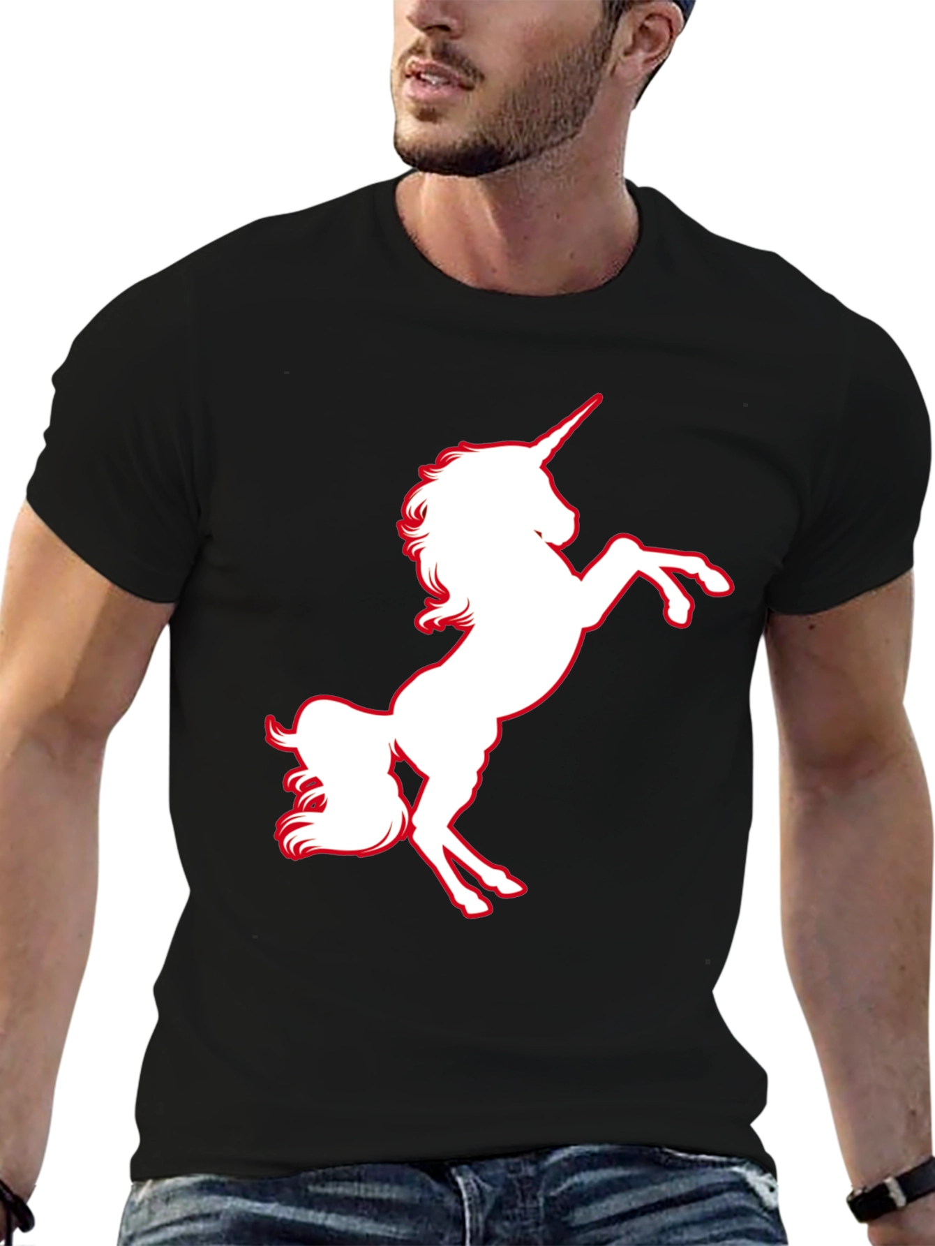Black Unicorn Graphic T-Shirt - Black Cotton Tee view 6