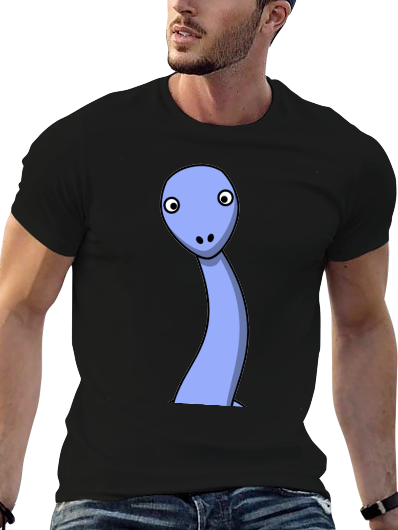 Black Cartoon Dinosaur Black T-Shirt view 6