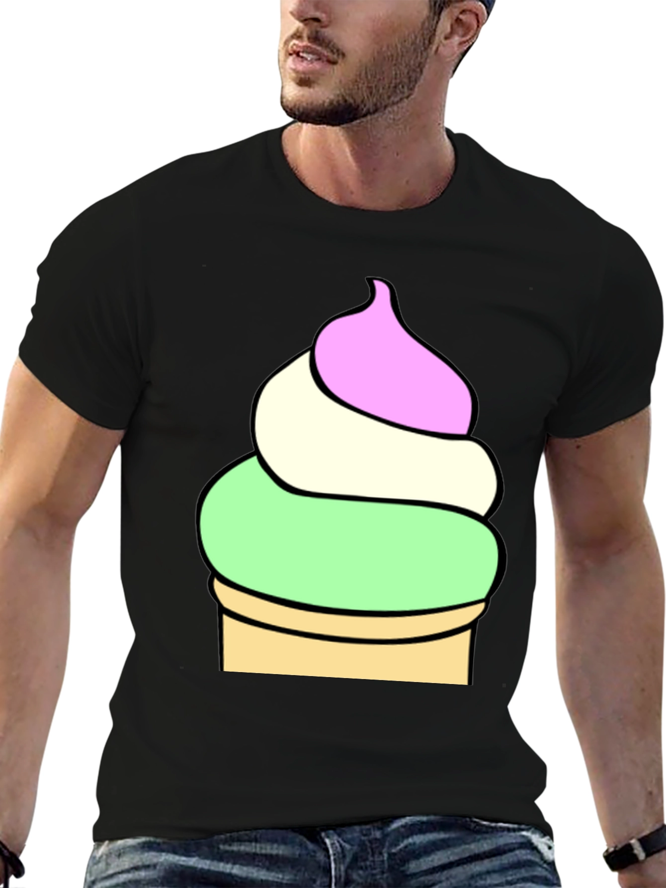 Black Ice Cream Cone Graphic Tee - Soft Cotton Blend view 6