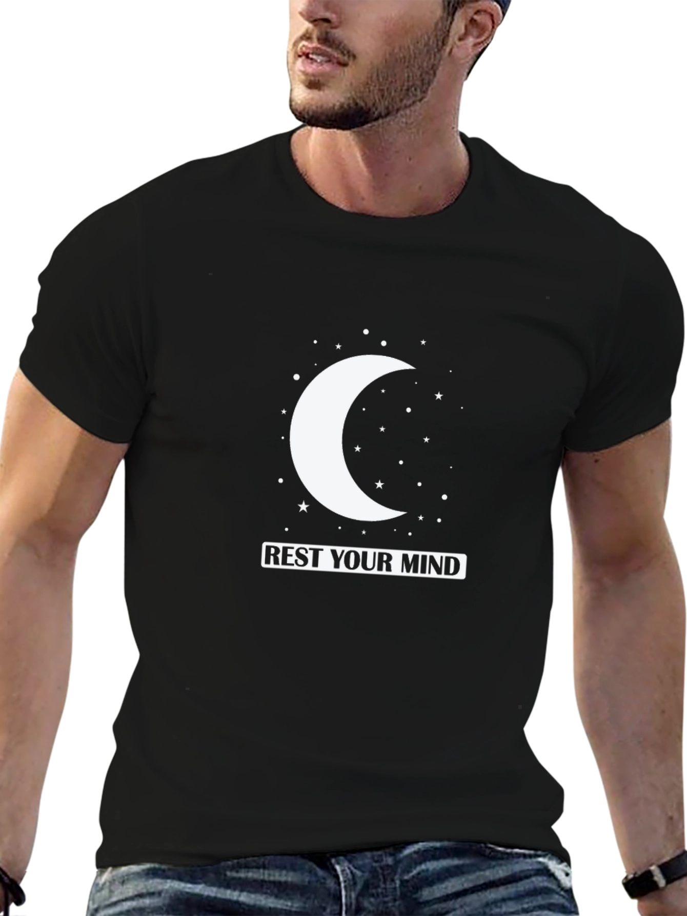 Black Rest Your Mind Crescent Moon Graphic Tee view 6