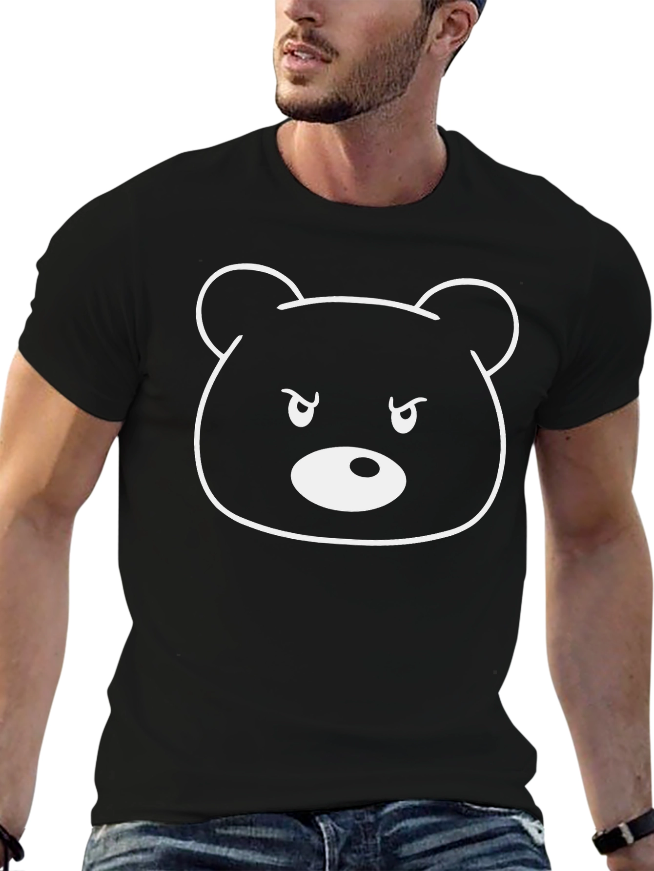 Black Men's Black Bear Graphic T-Shirt view 6