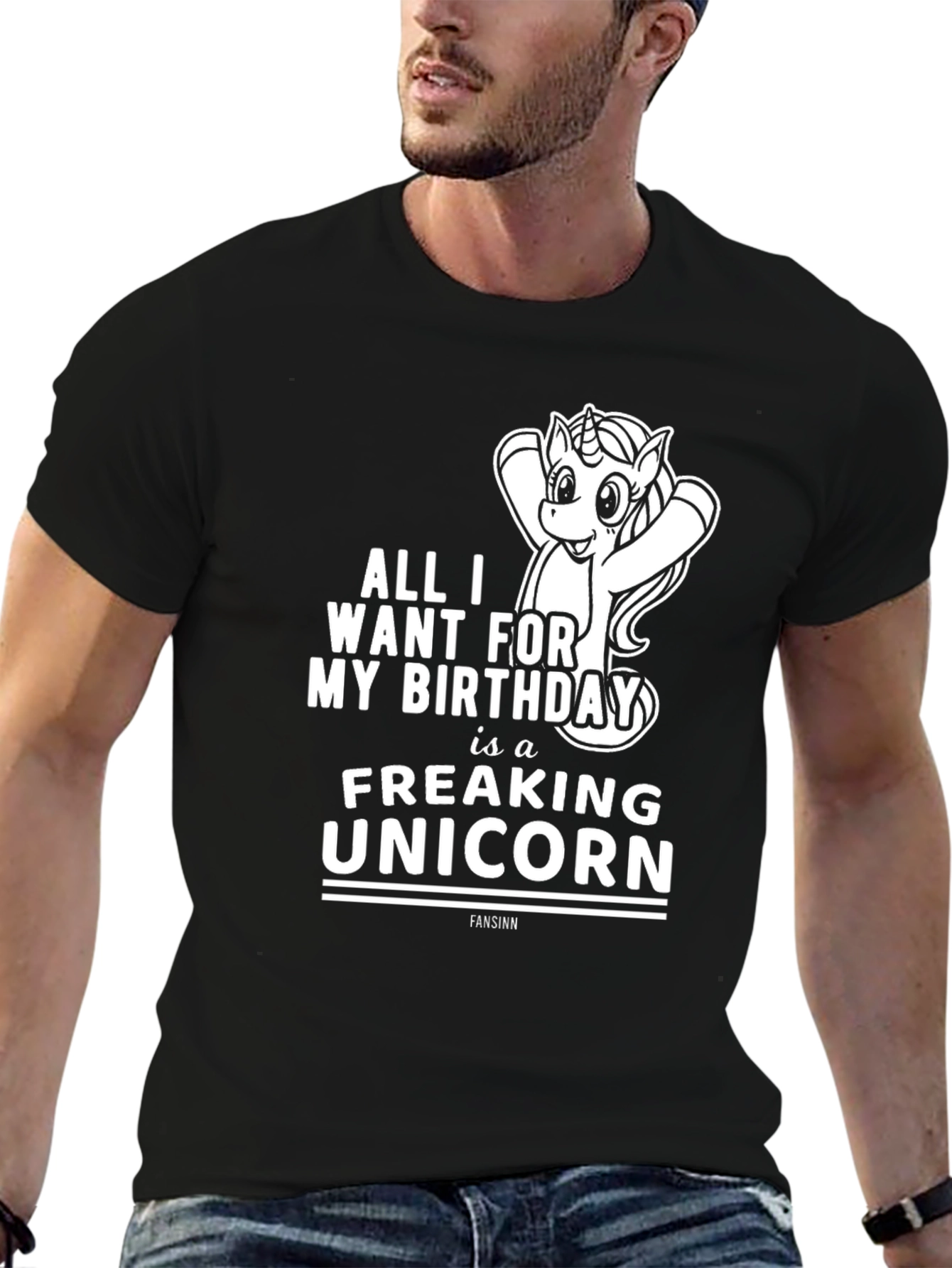 Black Funny Unicorn Birthday Gift Tee view 6