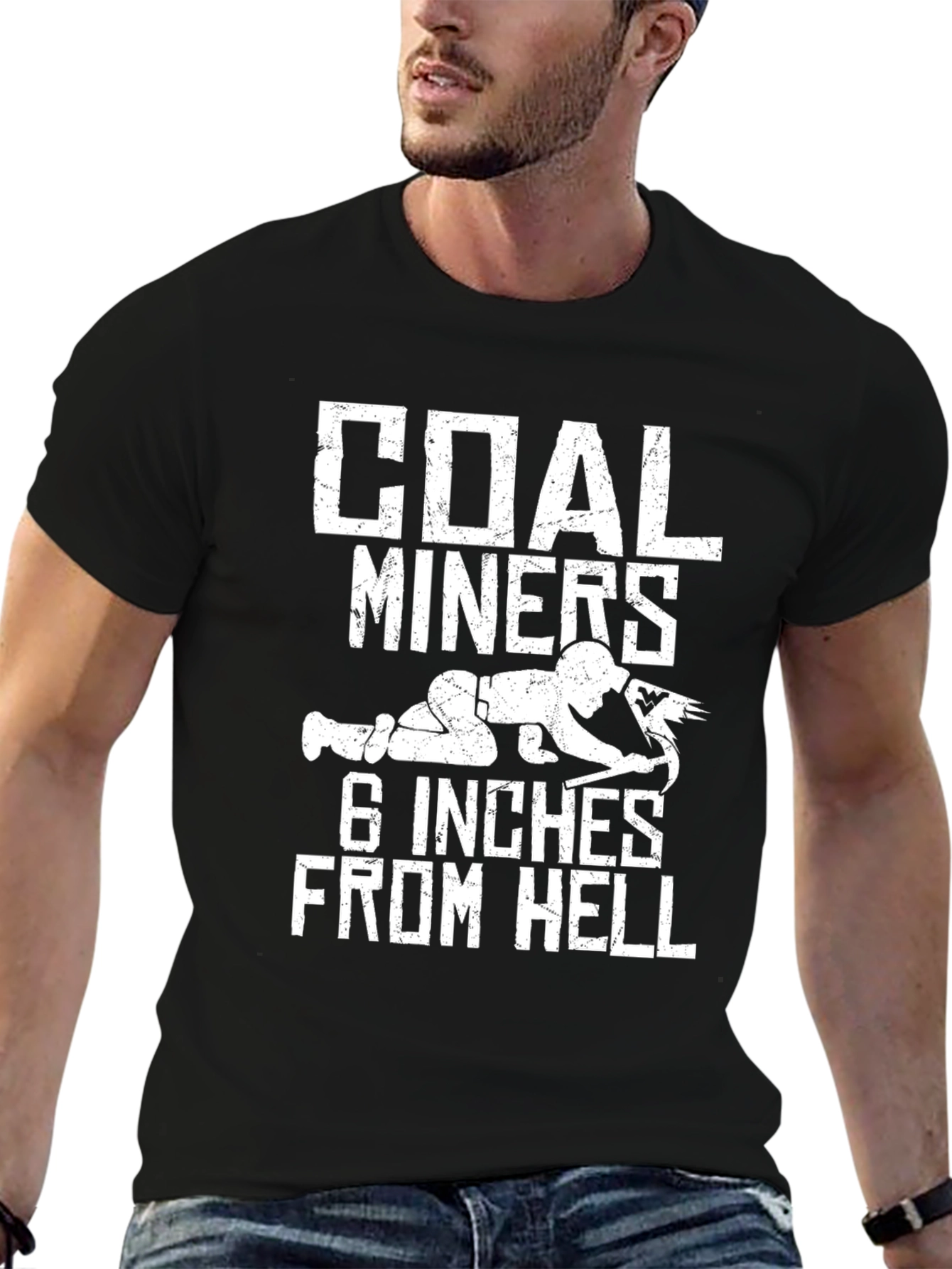 Black Coal Miner Graphic Tee - 6 Inches From Hell Black T-Shirt view 6