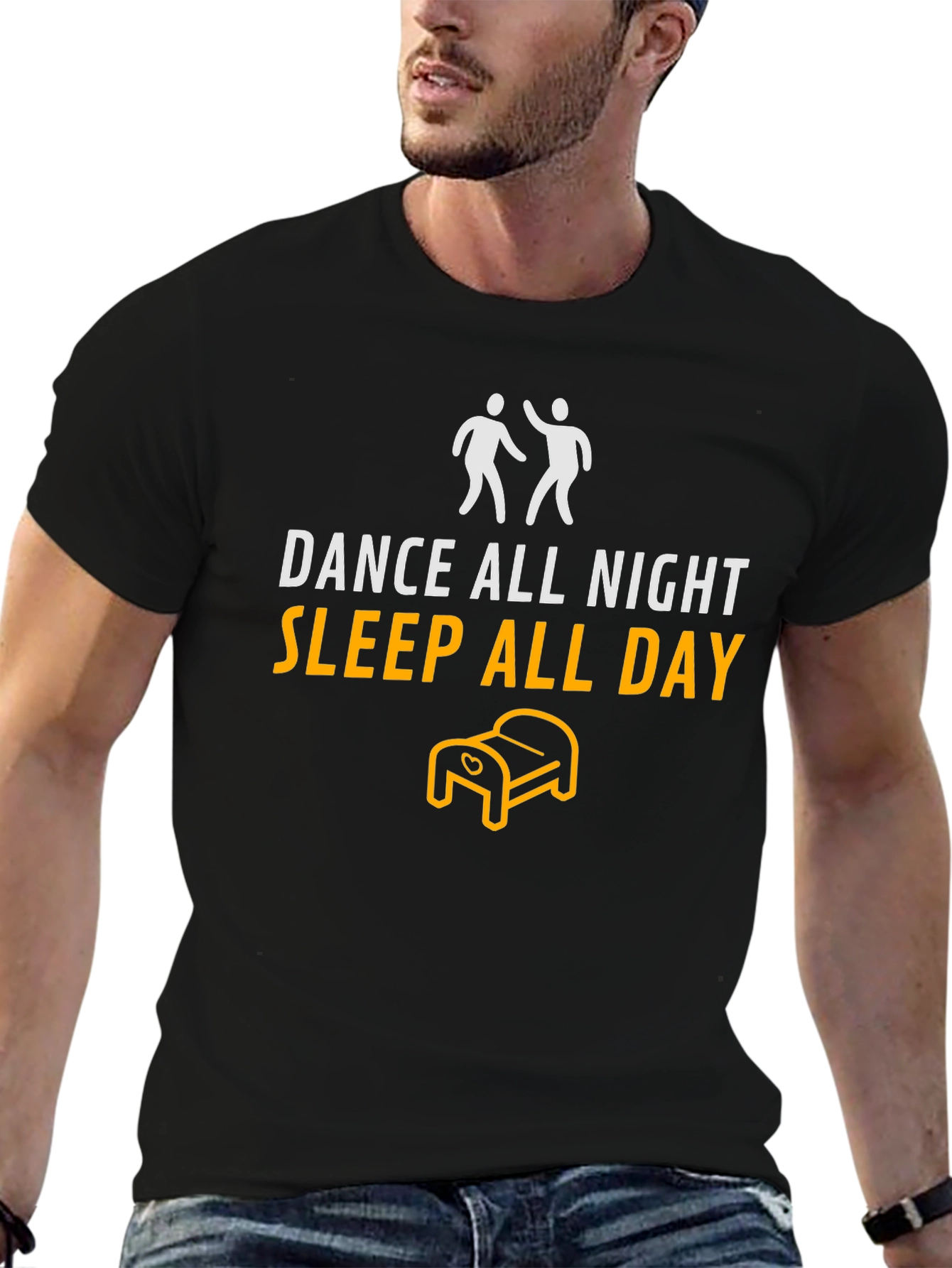 Black Dance All Night, Sleep All Day Graphic Tee view 6