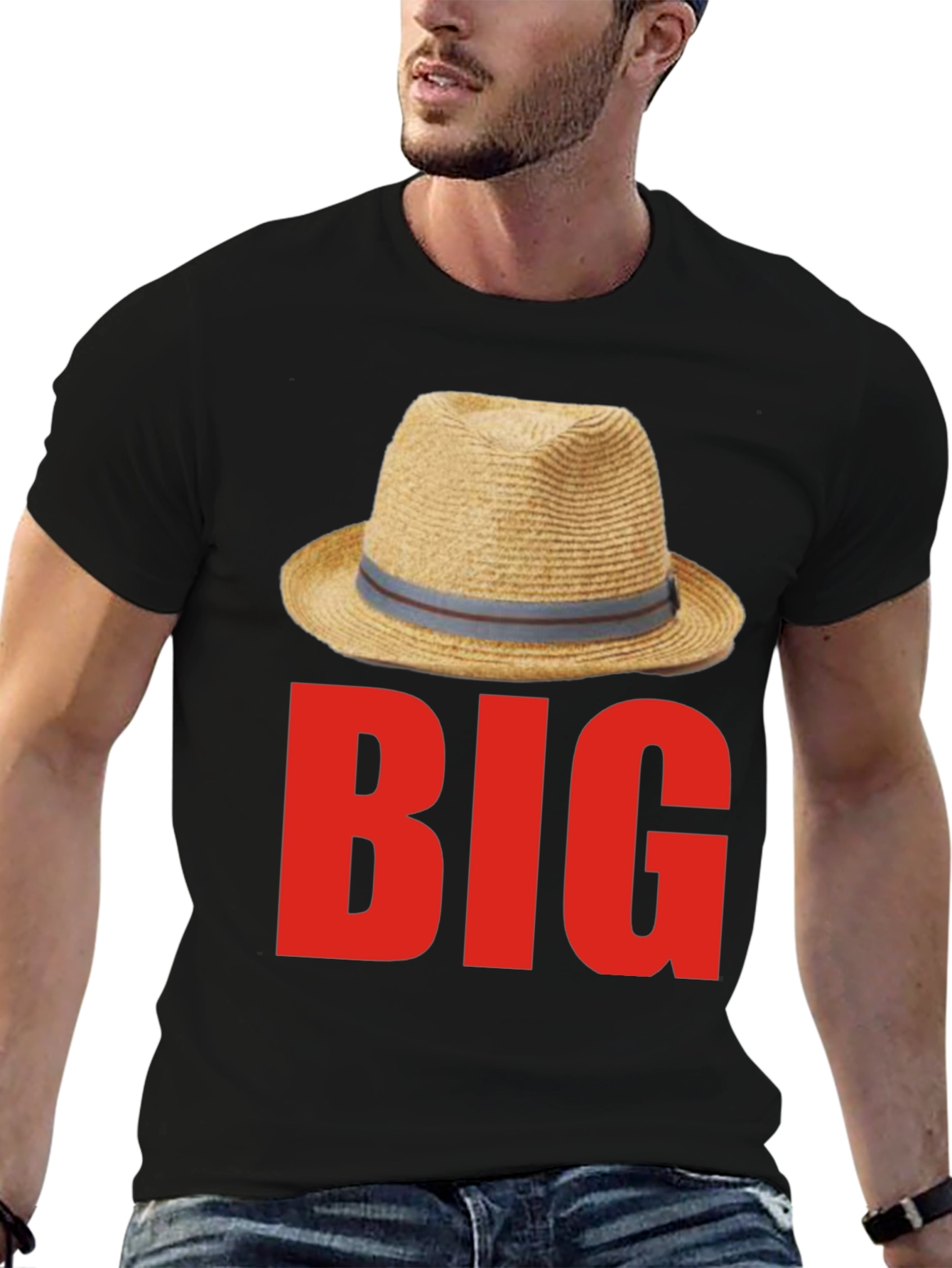 Black Big Hat Graphic T-Shirt - Bold Statement Tee view 6