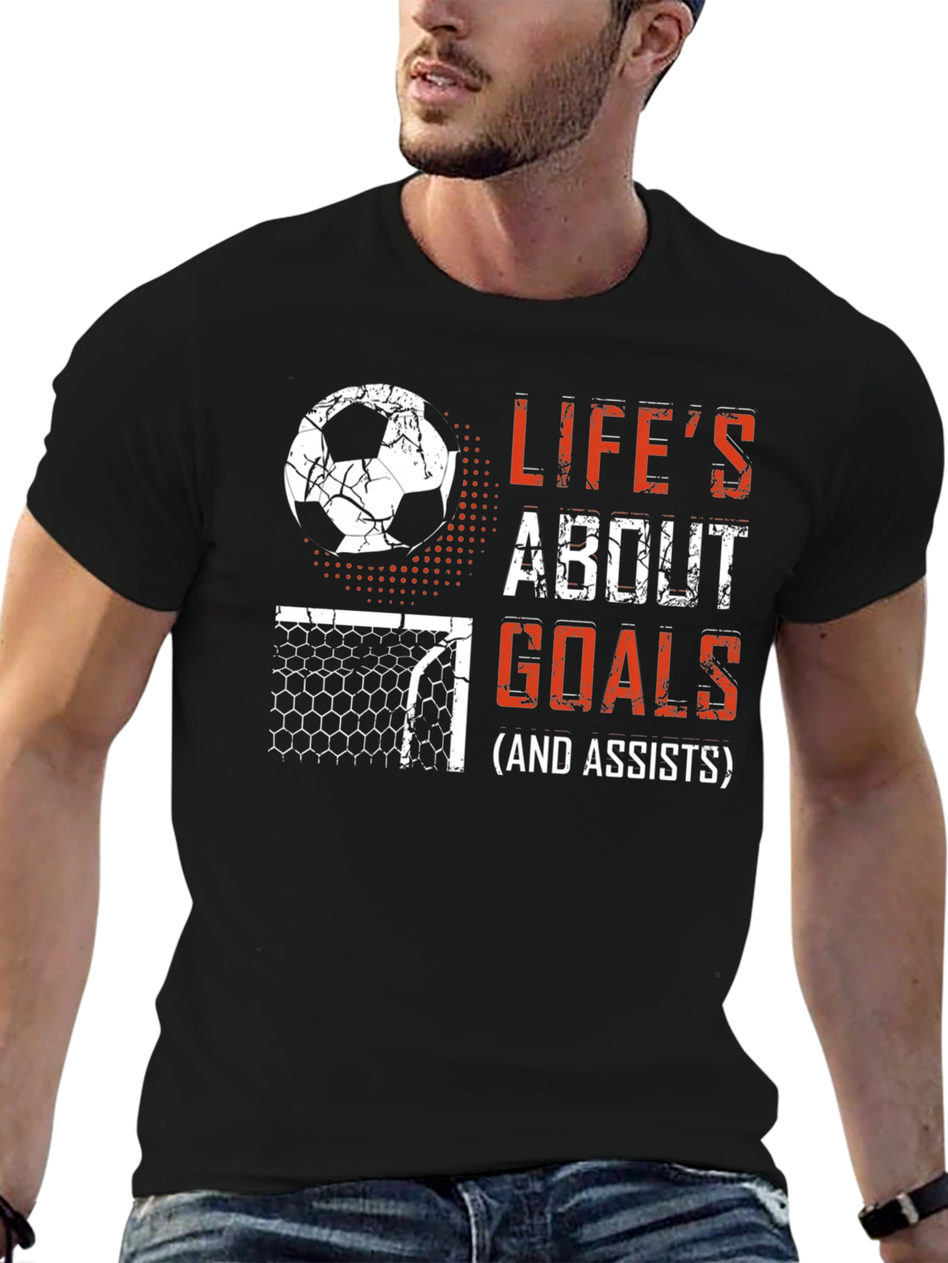 Black Life's About Goals Soccer T-Shirt view 6