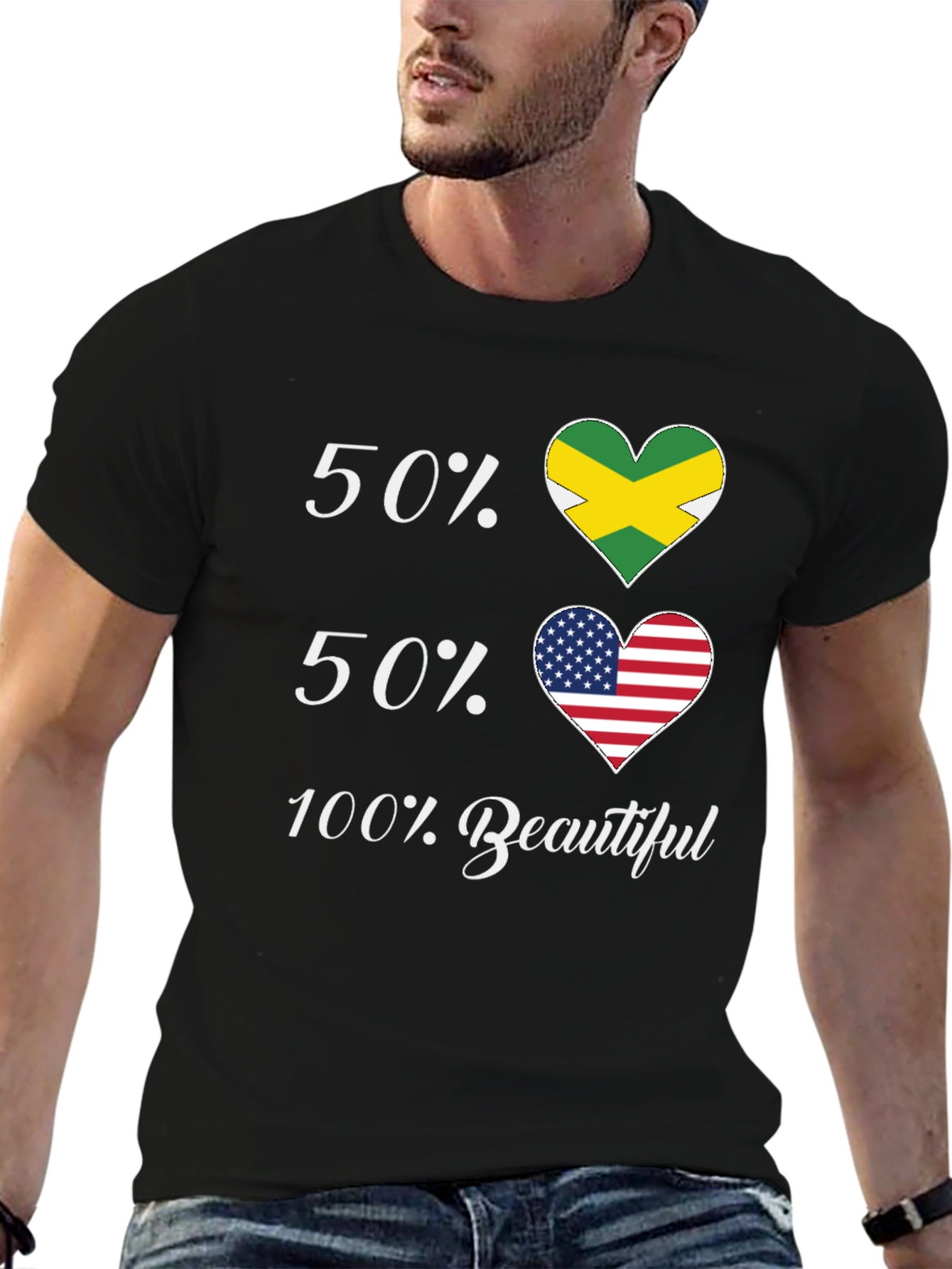 Jamaican American Pride T-Shirt - 50/50 Flags - 6