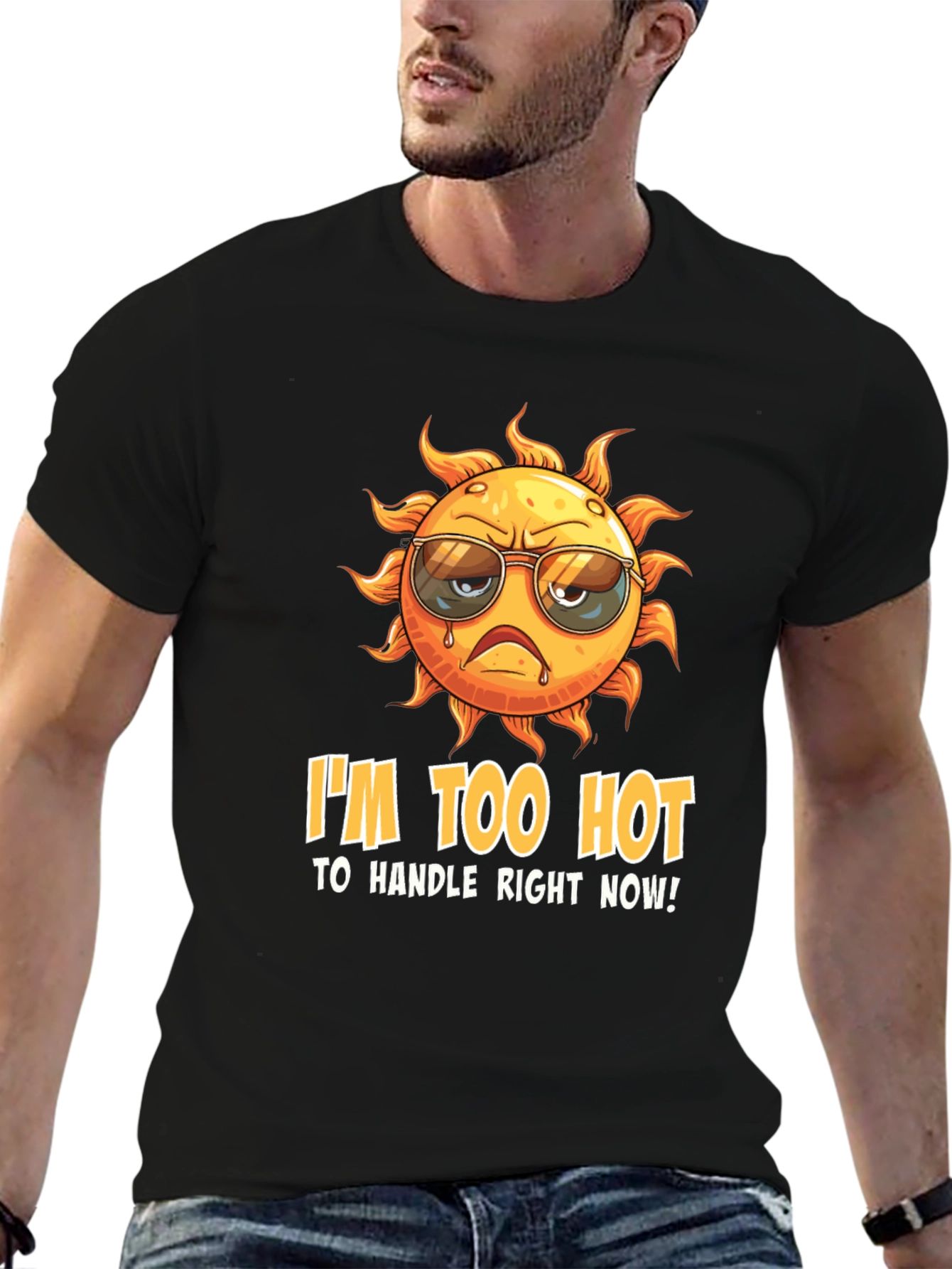 Black I'm Too Hot to Handle Funny Graphic Tee view 6