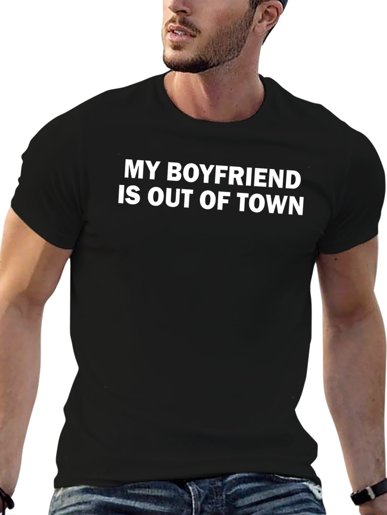 Black My Boyfriend is Out of Town Graphic Tee view 6