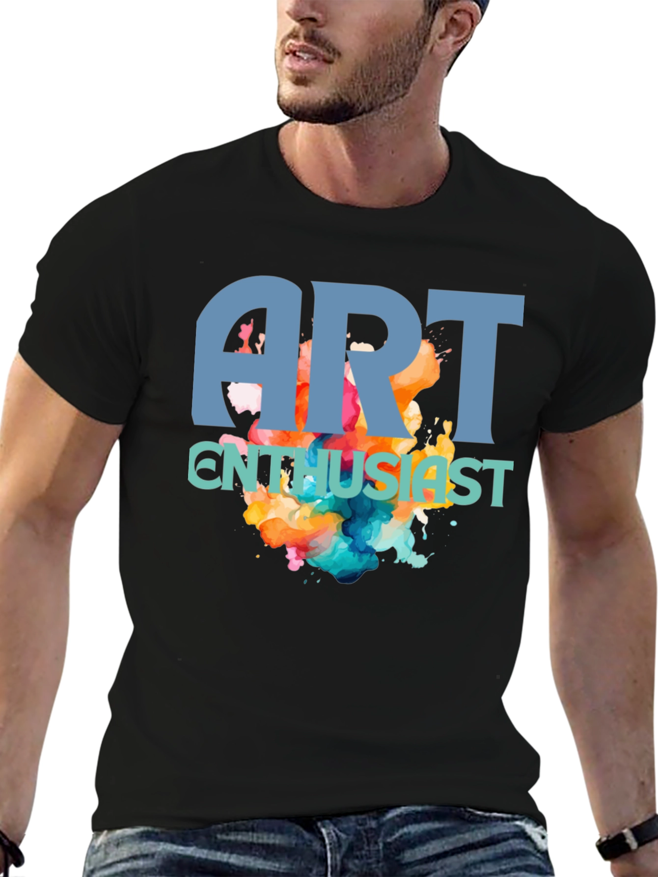 Black Art Enthusiast T-Shirt - Artistic Design view 6