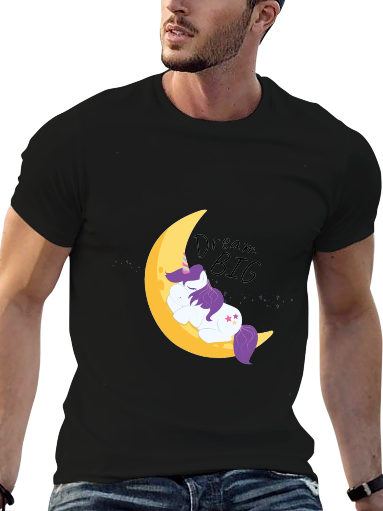 Black Dream Big Unicorn Tee - Soft Cotton Comfort view 6