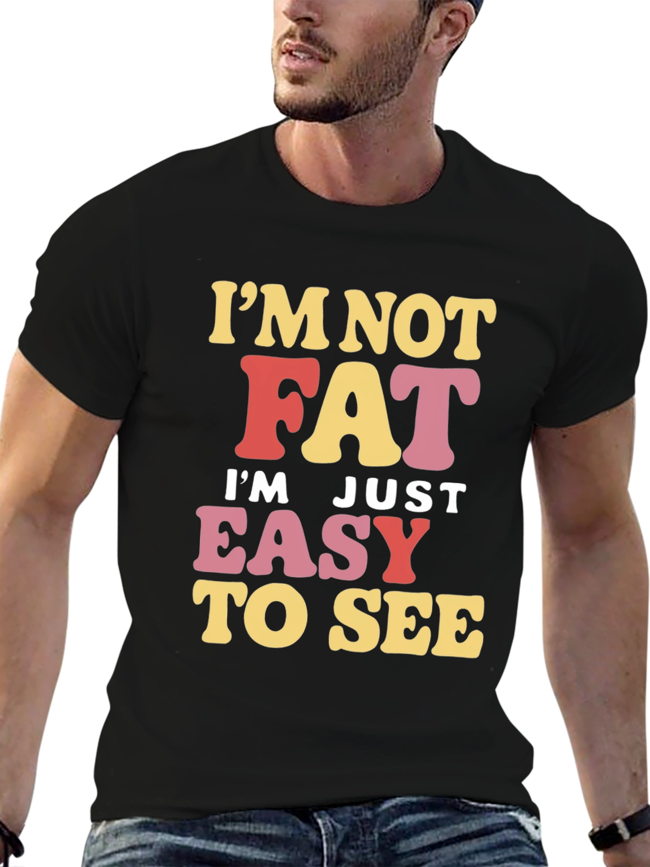 Black Funny 'I'm Not Fat' Graphic Tee view 6
