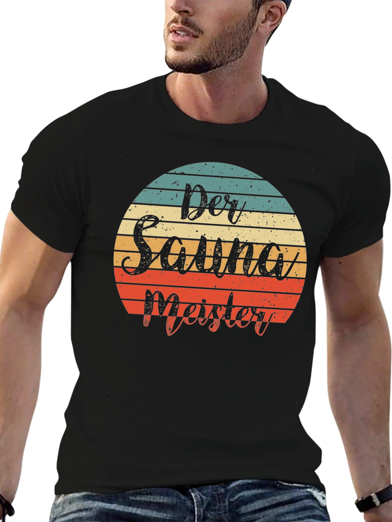 Black Der Sauna Meister Retro T-Shirt view 6