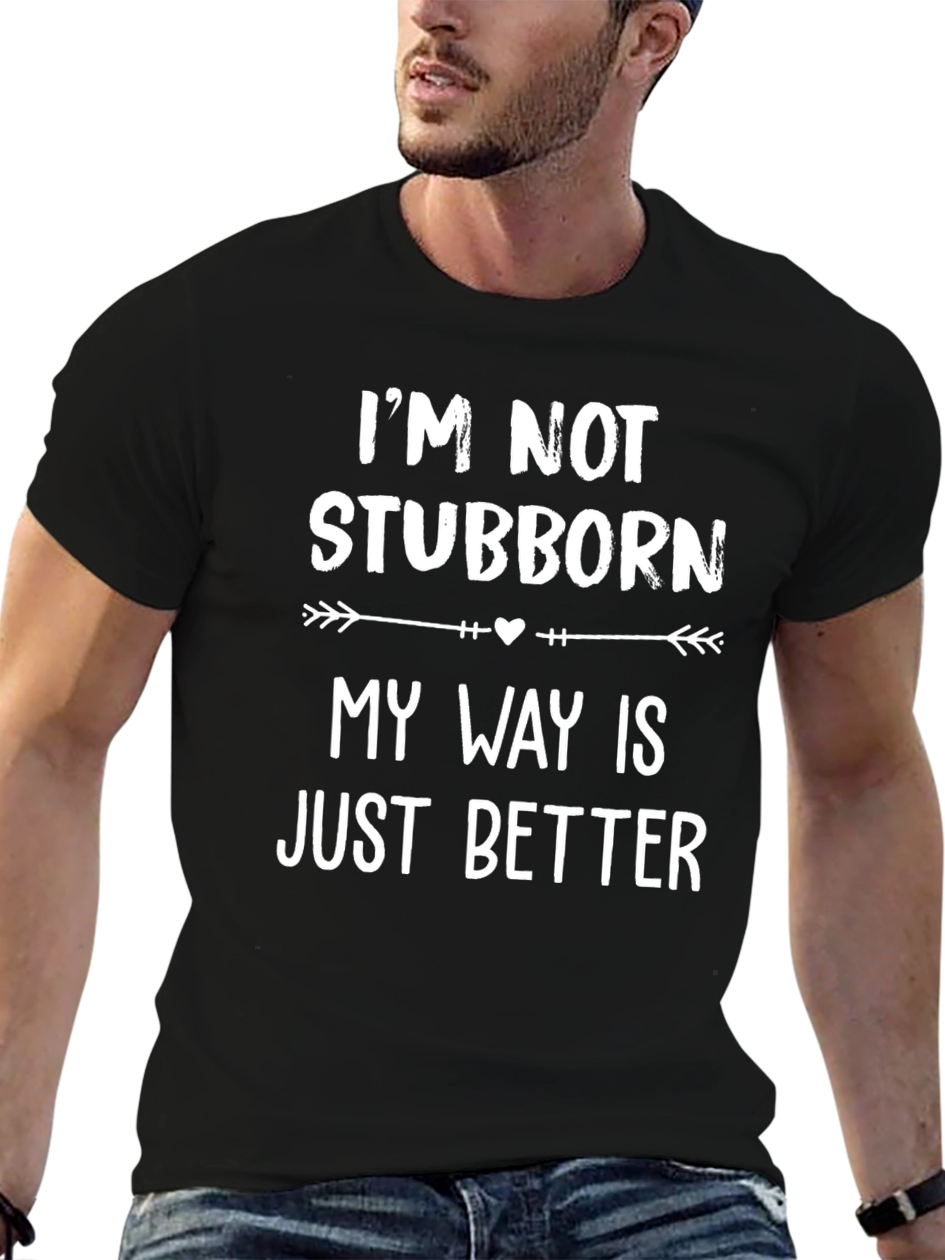 Black Stubborn Funny T-Shirt view 6
