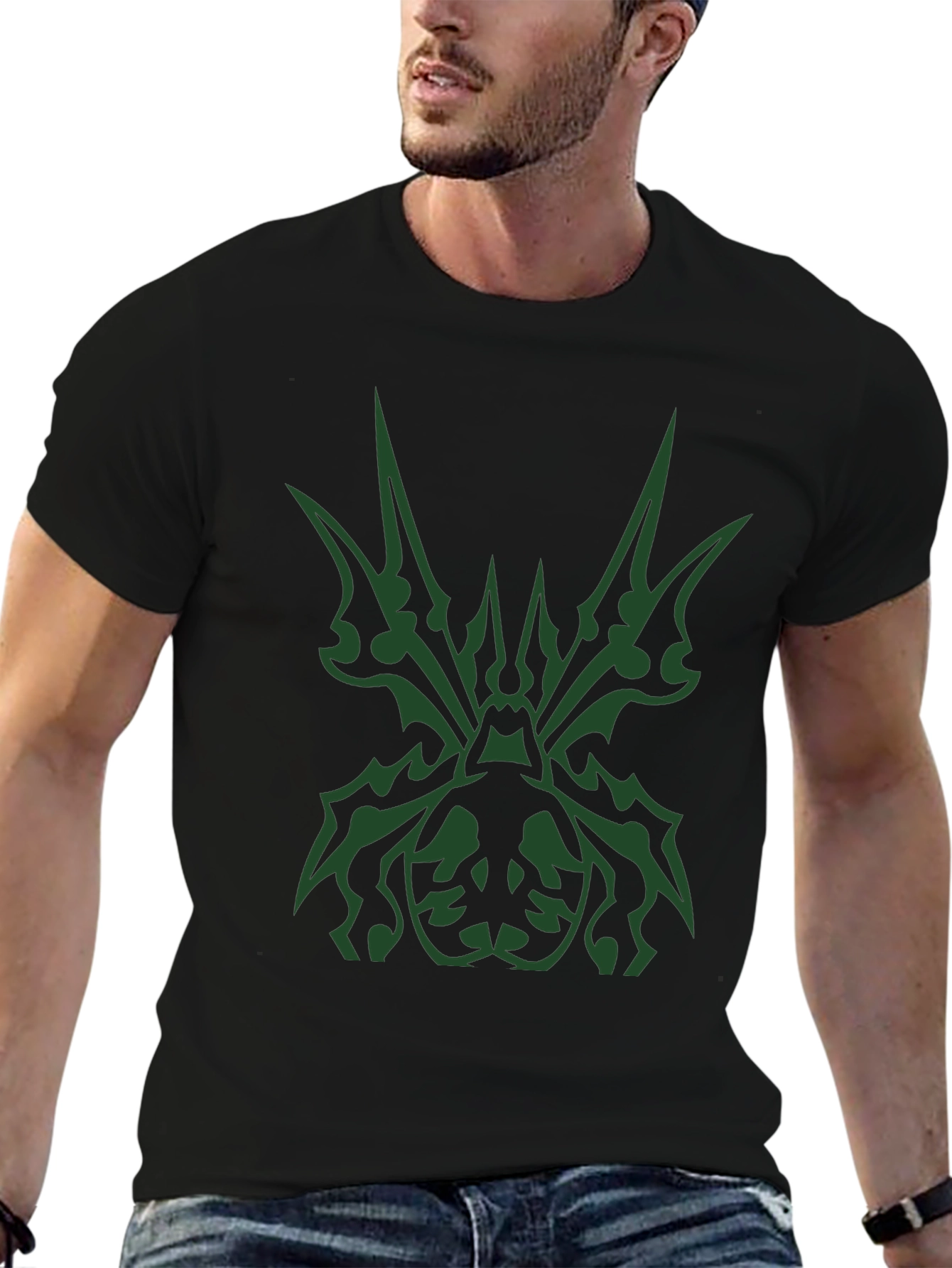 Black Tribal Spider Graphic Black T-Shirt view 6