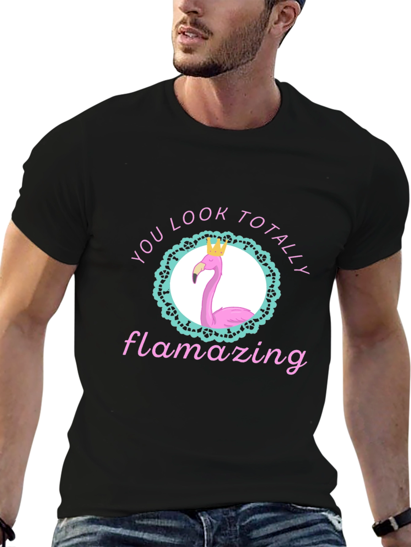 Black Flamazing Flamingo Graphic Tee -  You Look Totally Amazing! view 6