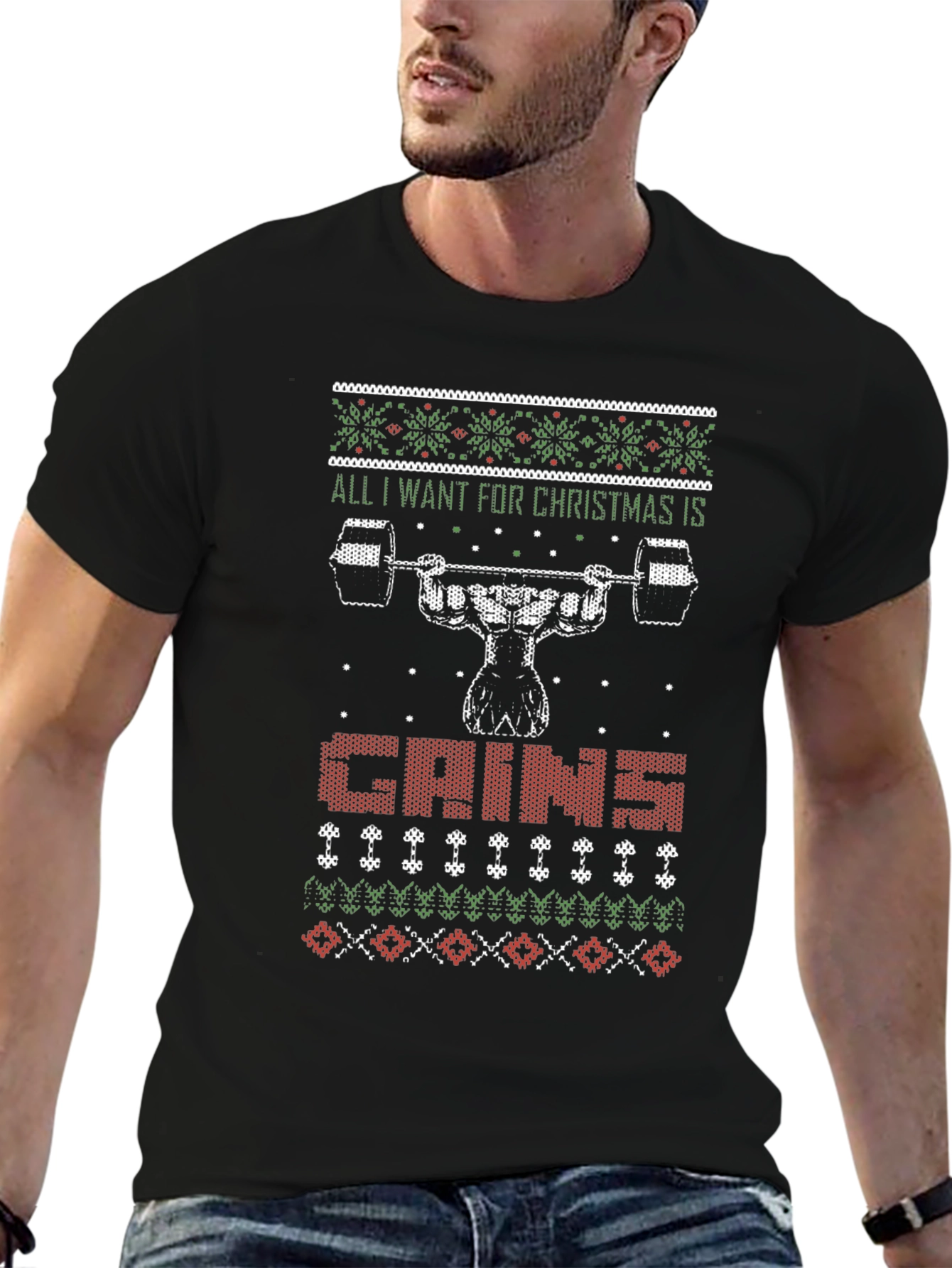 Funny Christmas Gym Gains T-Shirt - 6