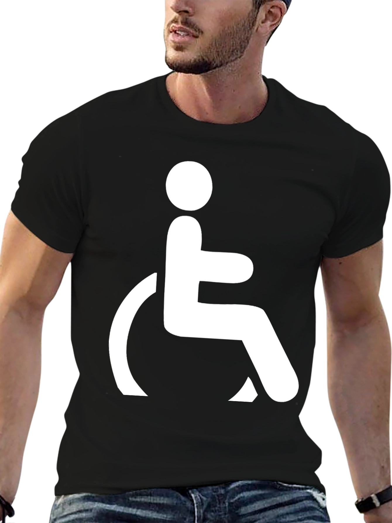 Black Black T-Shirt with Wheelchair Symbol view 6