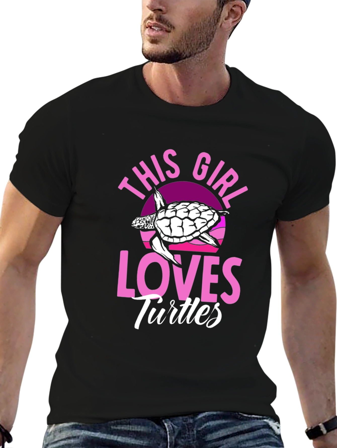 Black This Girl Loves Turtles T-Shirt - Black view 6