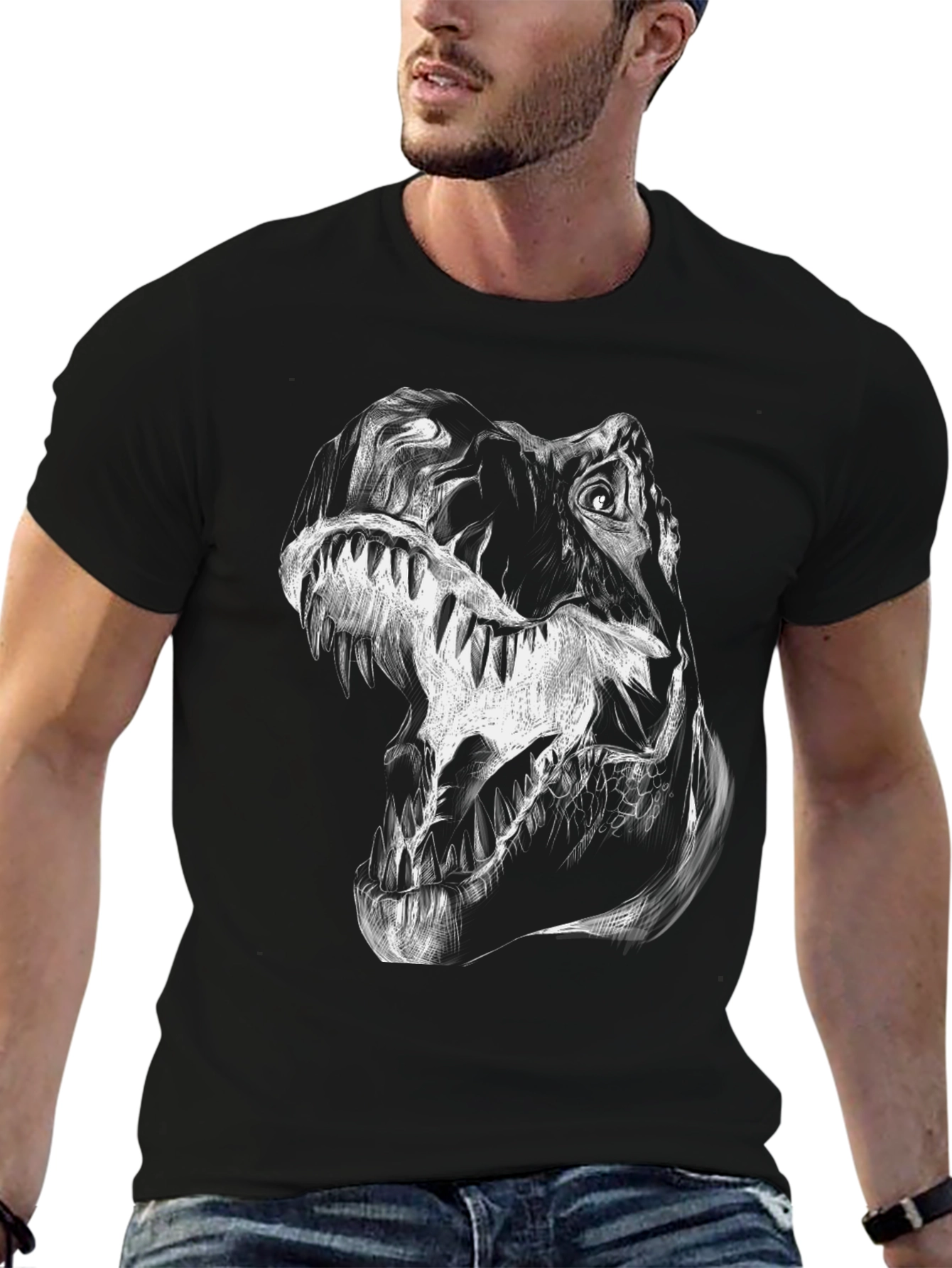 Black Dinosaur Graphic Tee - Black T-Rex Shirt view 6