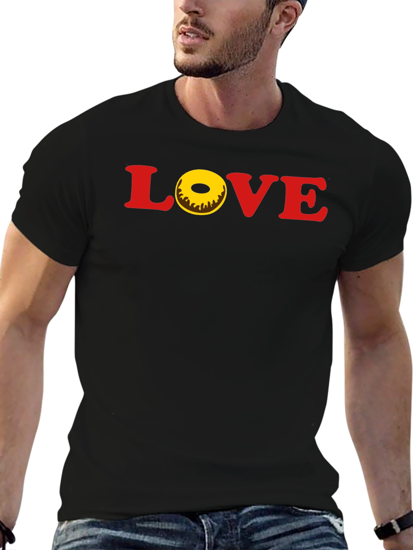 Black Love Donut T-Shirt - Casual Graphic Tee view 6