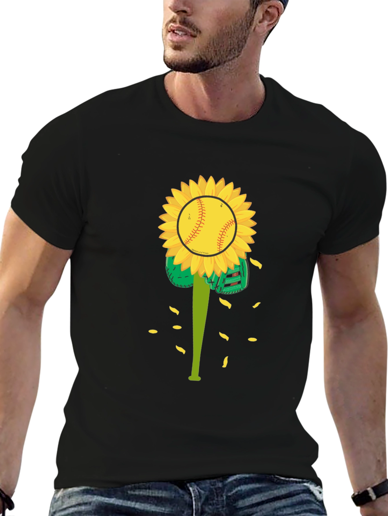Black Sunflower Baseball Graphic Tee view 6