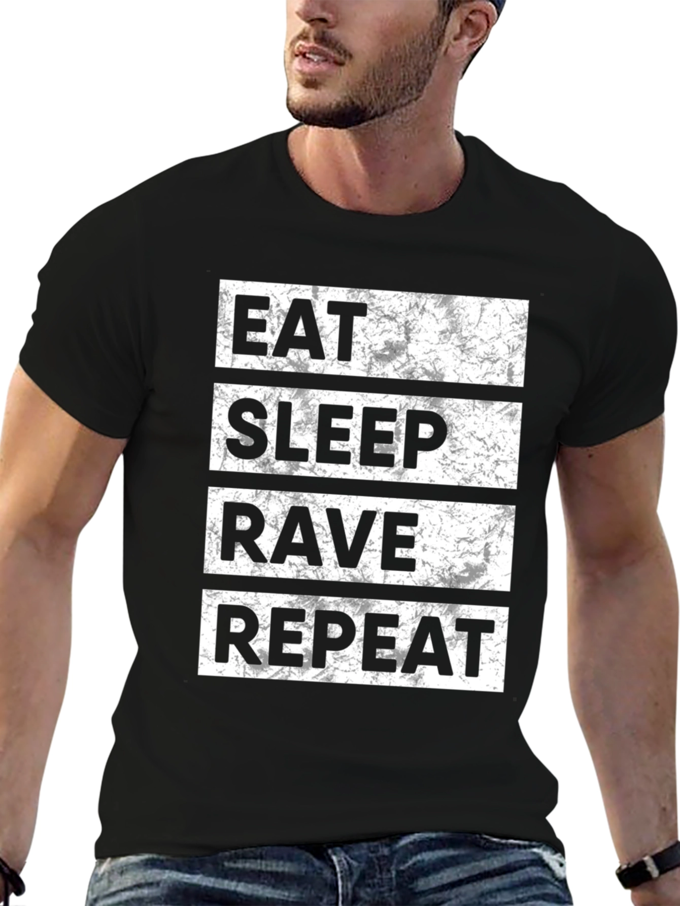 Black Eat Sleep Rave Repeat Black T-Shirt view 6