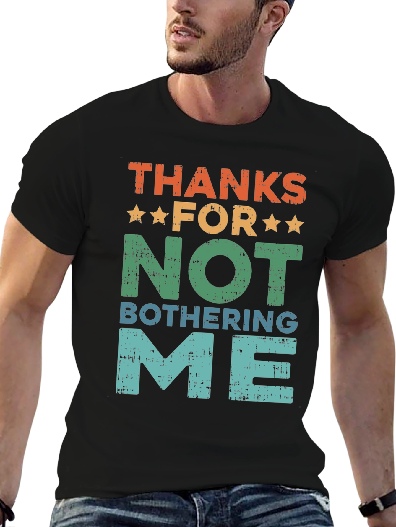 Black Funny Graphic T-Shirt - Thanks For Not Bothering Me view 6