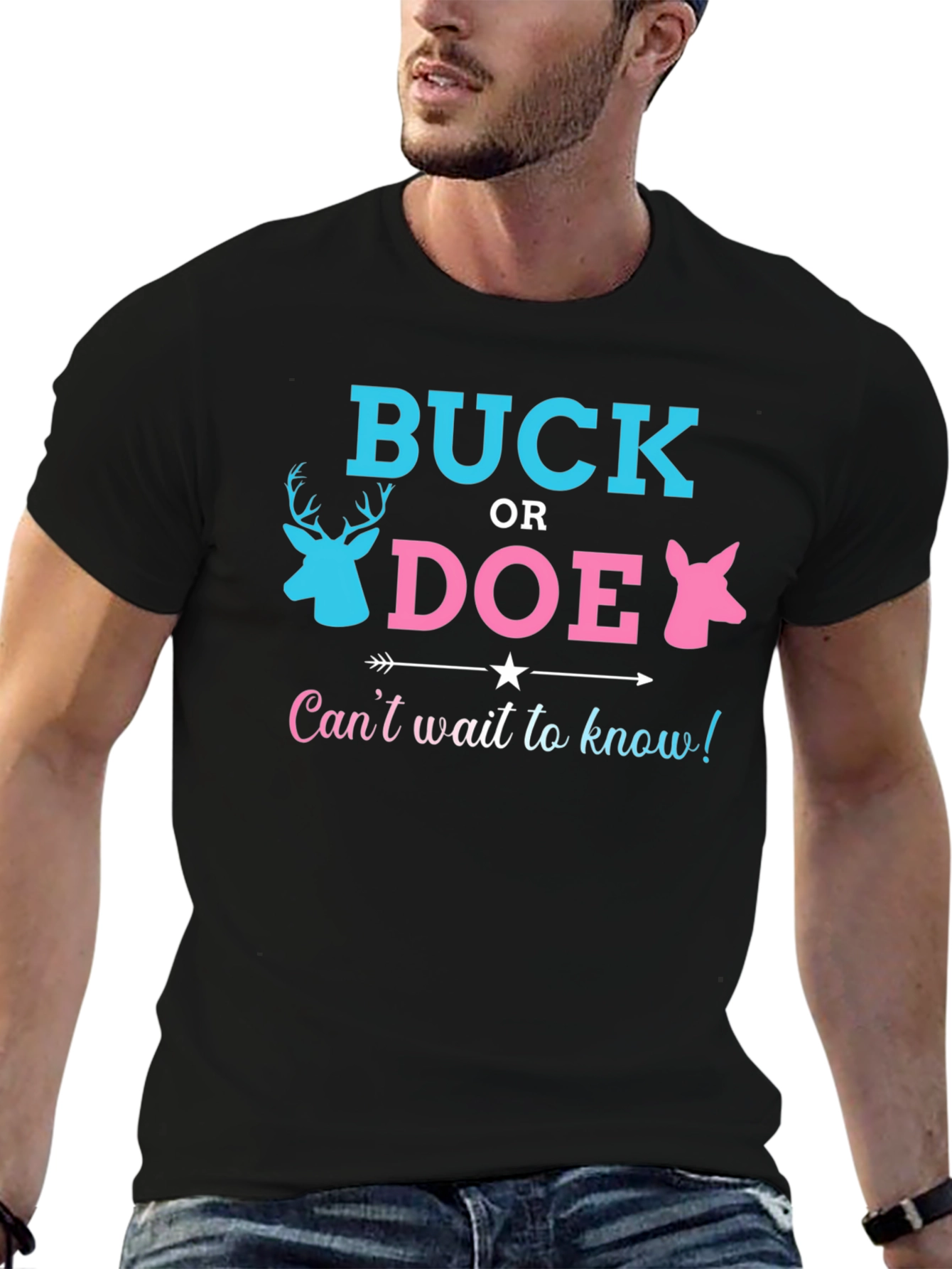 Black Buck or Doe Gender Reveal T-Shirt view 6