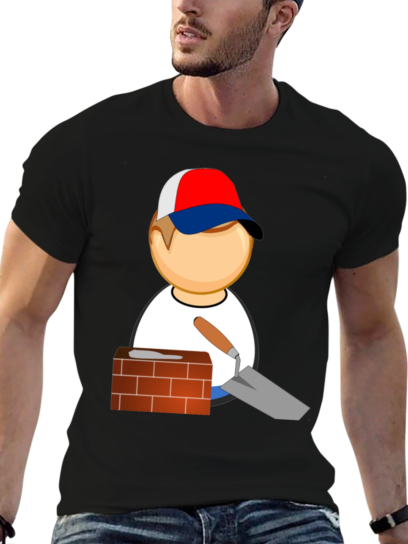 Black Masonry T-Shirt - Bricklayer Graphic Tee view 6