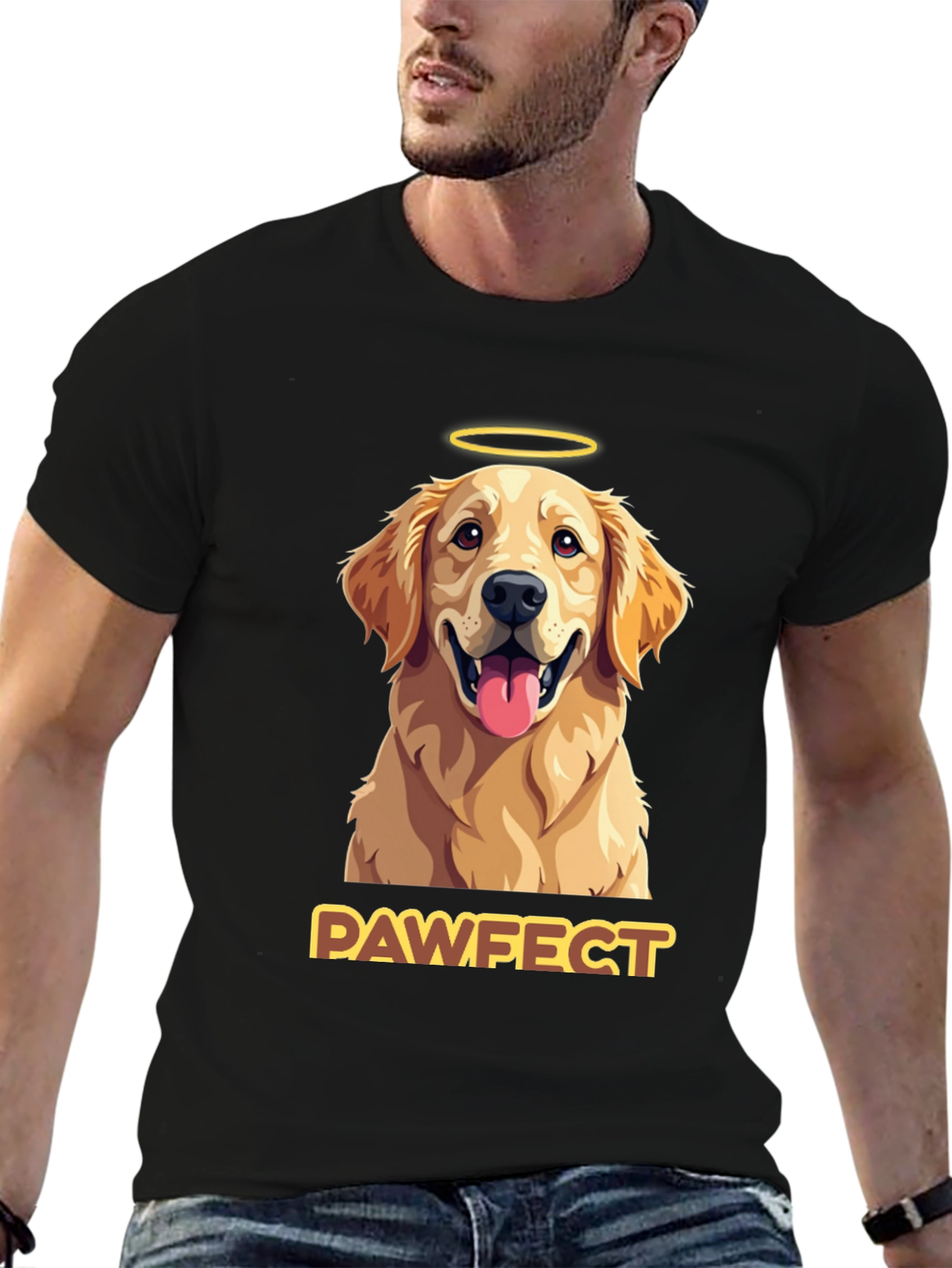 Black Pawfect Golden Retriever Graphic T-Shirt view 6