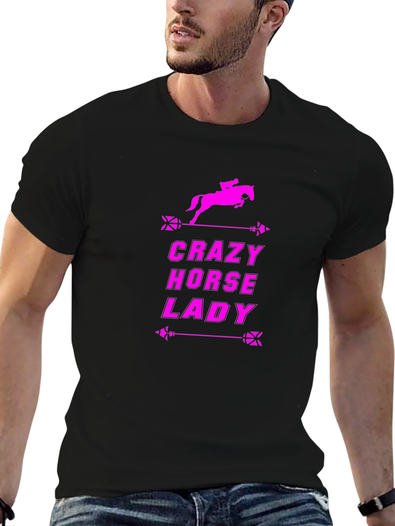 Black Crazy Horse Lady Black T-Shirt view 6