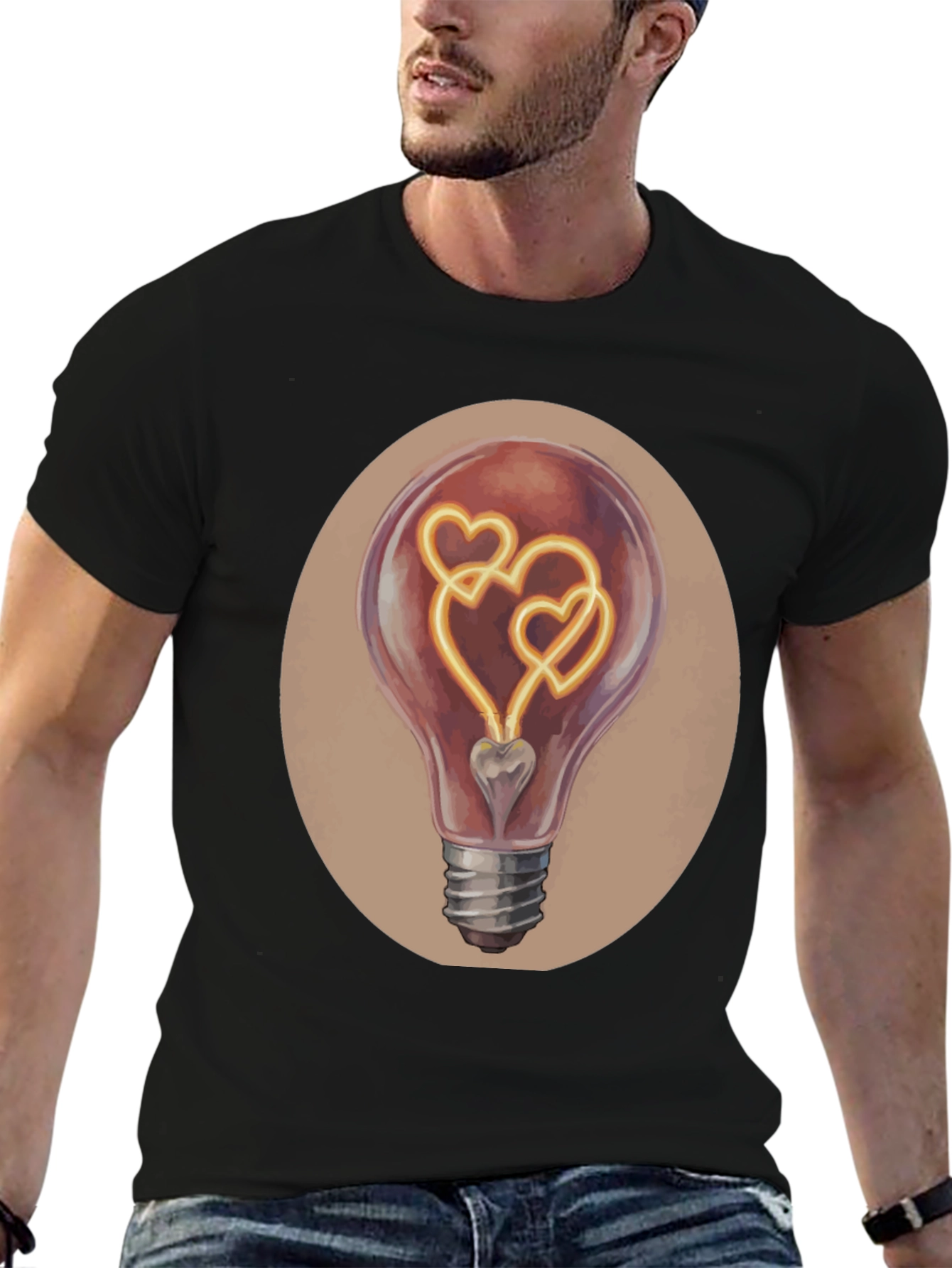 Black Heart Bulb Graphic Tee - Express Your Love! view 6