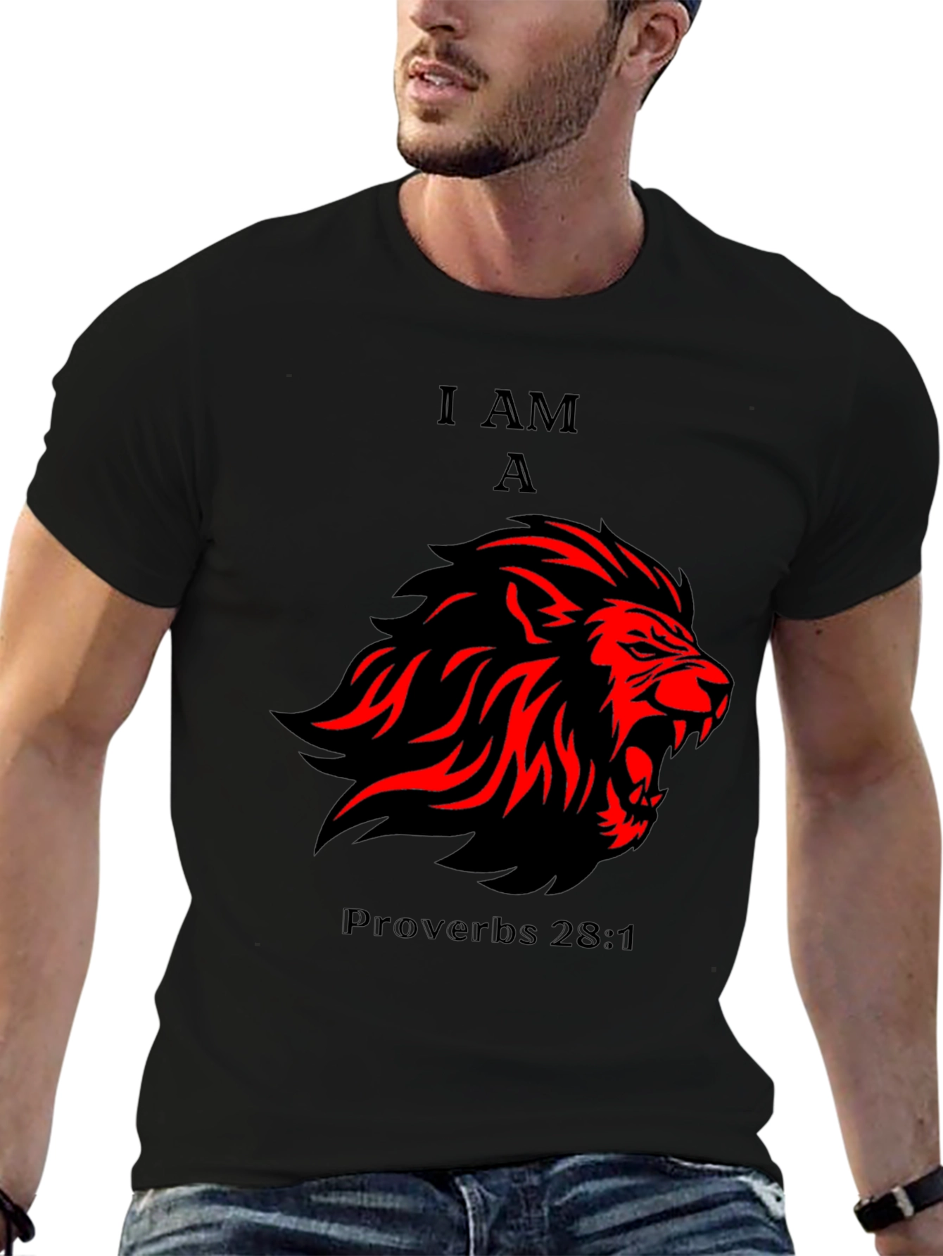 I AM A Lion - Proverbs 28:1 T-Shirt - Black - 6