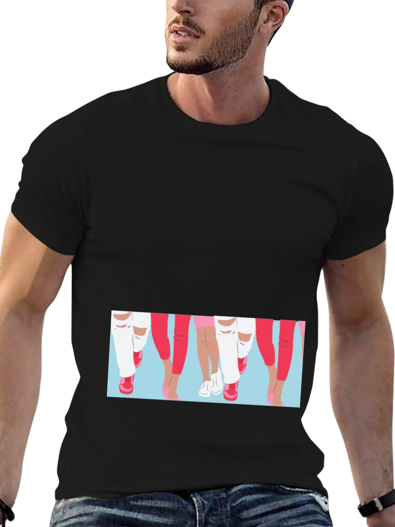 Black Graphic Print Black T-Shirt - Fashion Legs Design view 6