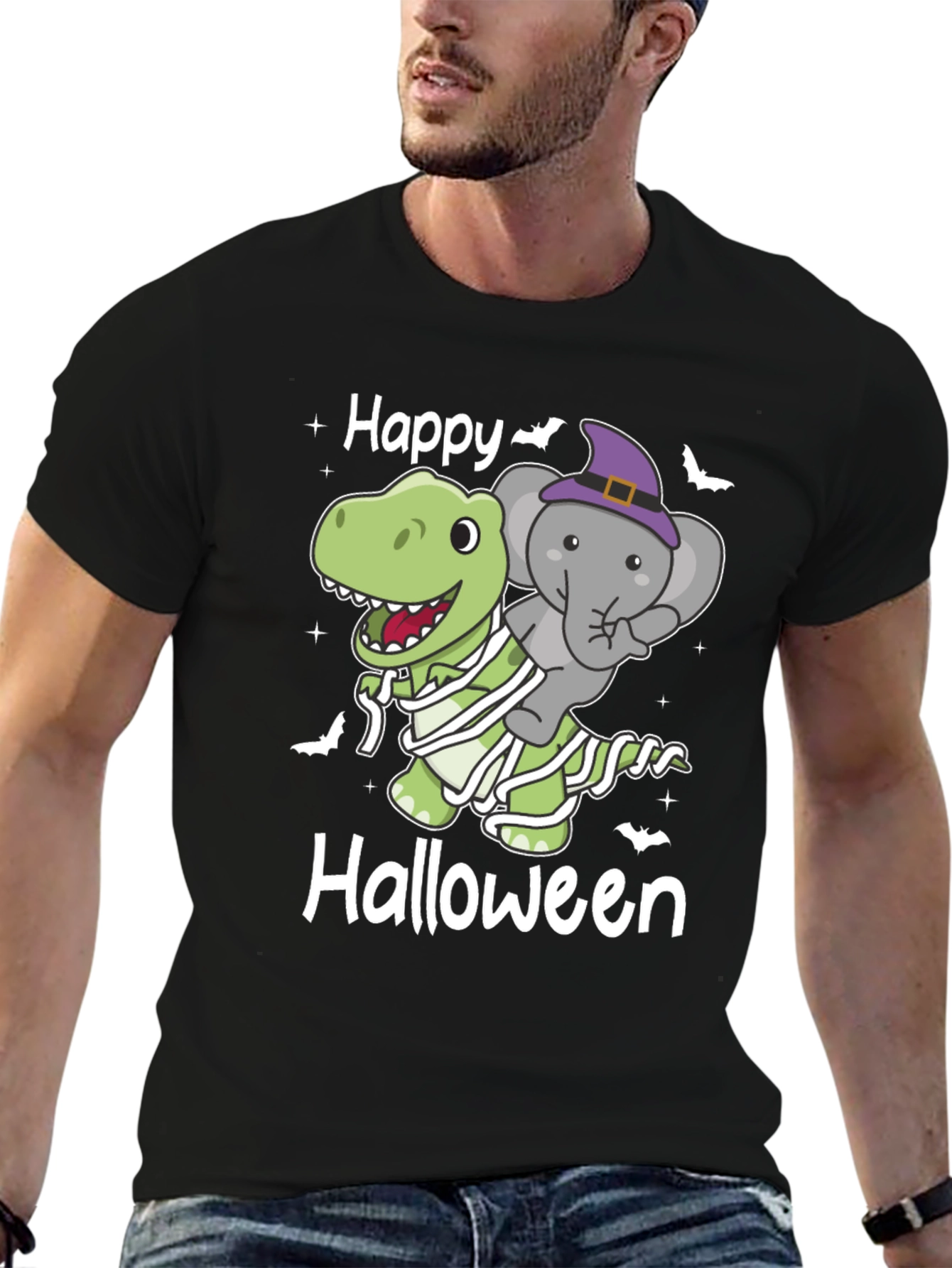 Happy Halloween Dinosaur & Elephant T-Shirt - 6
