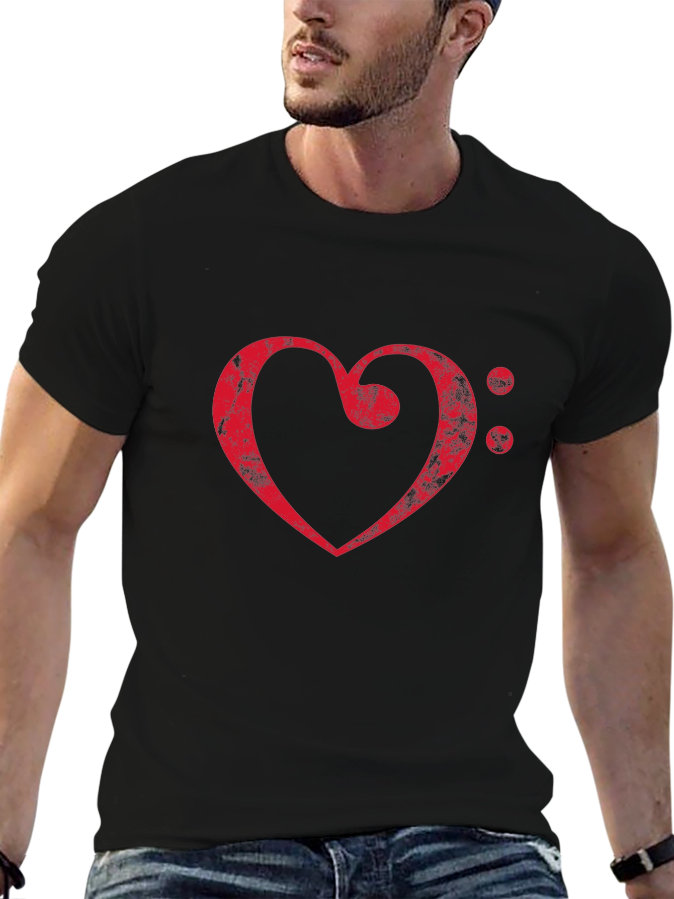 Black Musical Heart Graphic T-Shirt view 6