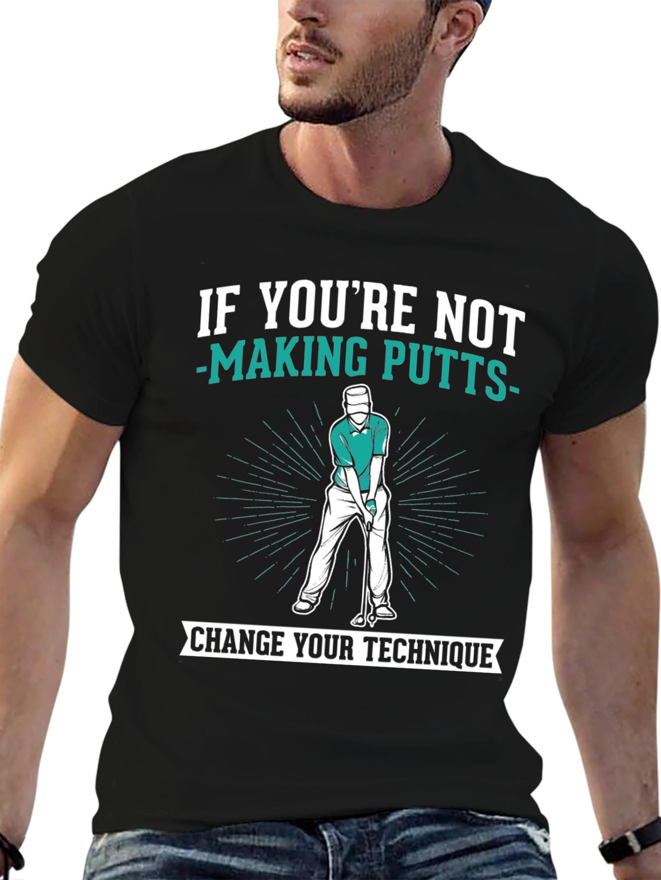 Black Golf Putter Humor T-Shirt, Funny Golf Tee view 6