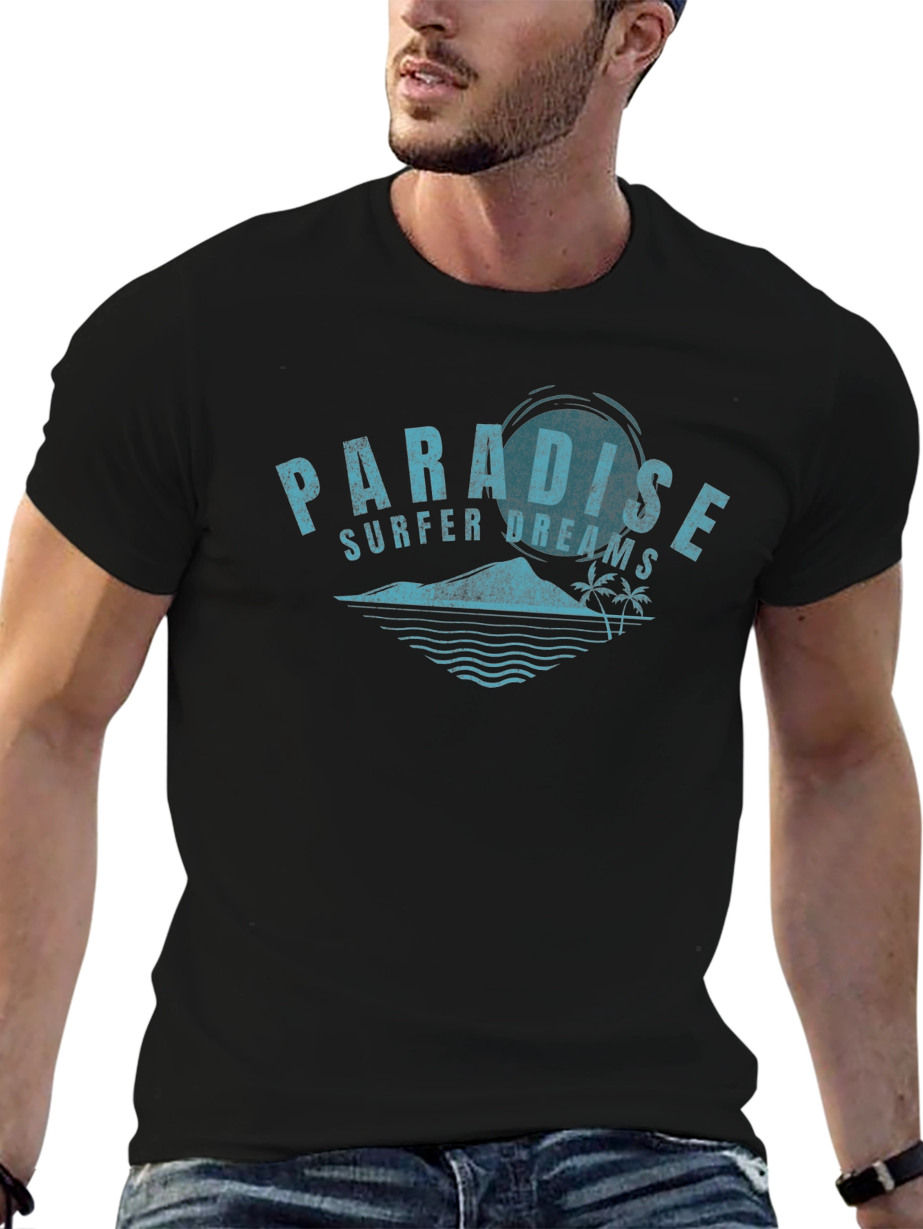 Black Paradise Surfer Dreams Graphic Tee - Black view 6