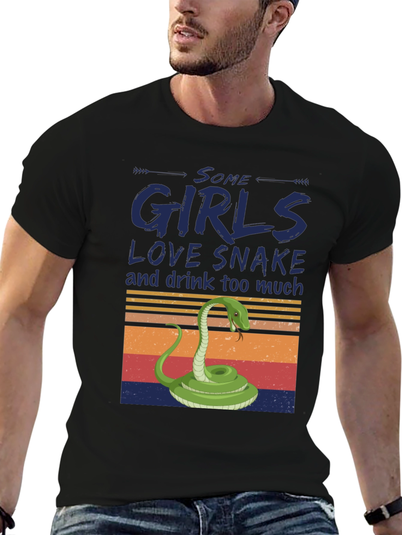 Black Some Girls Love Snake T-Shirt view 6