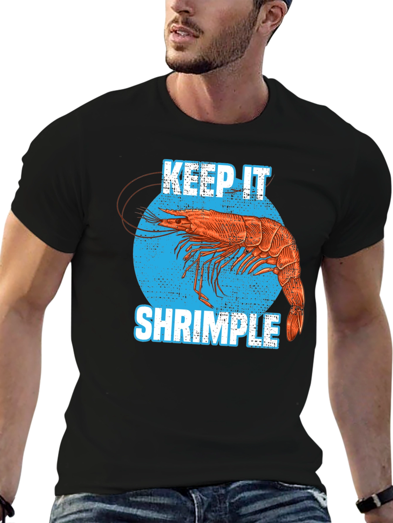 Black Keep it Shrimple T-Shirt Funny Shrimp Lover Tee view 6