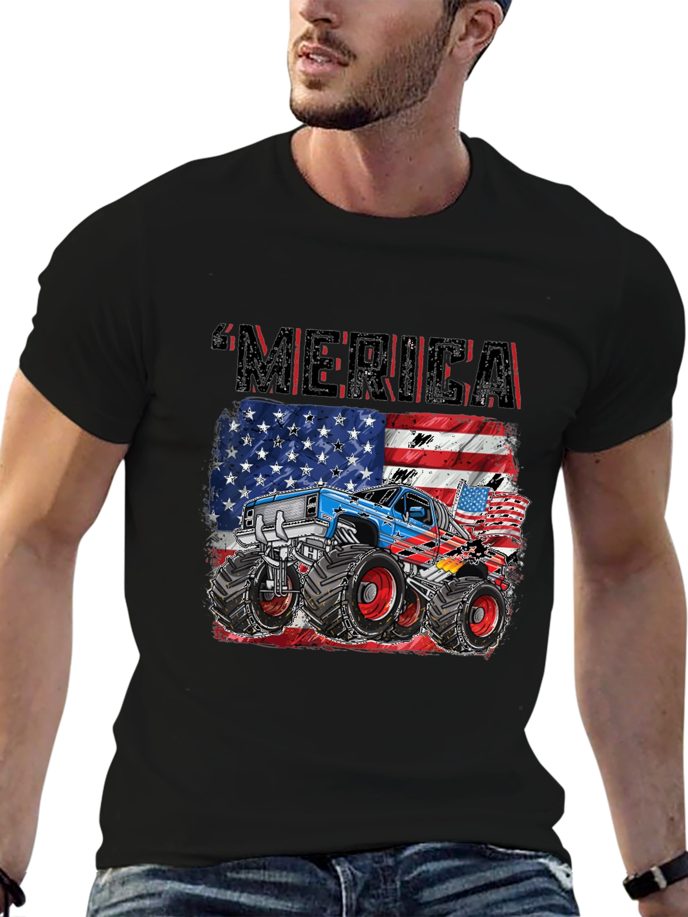 Black American Pride Monster Truck Graphic Tee view 6